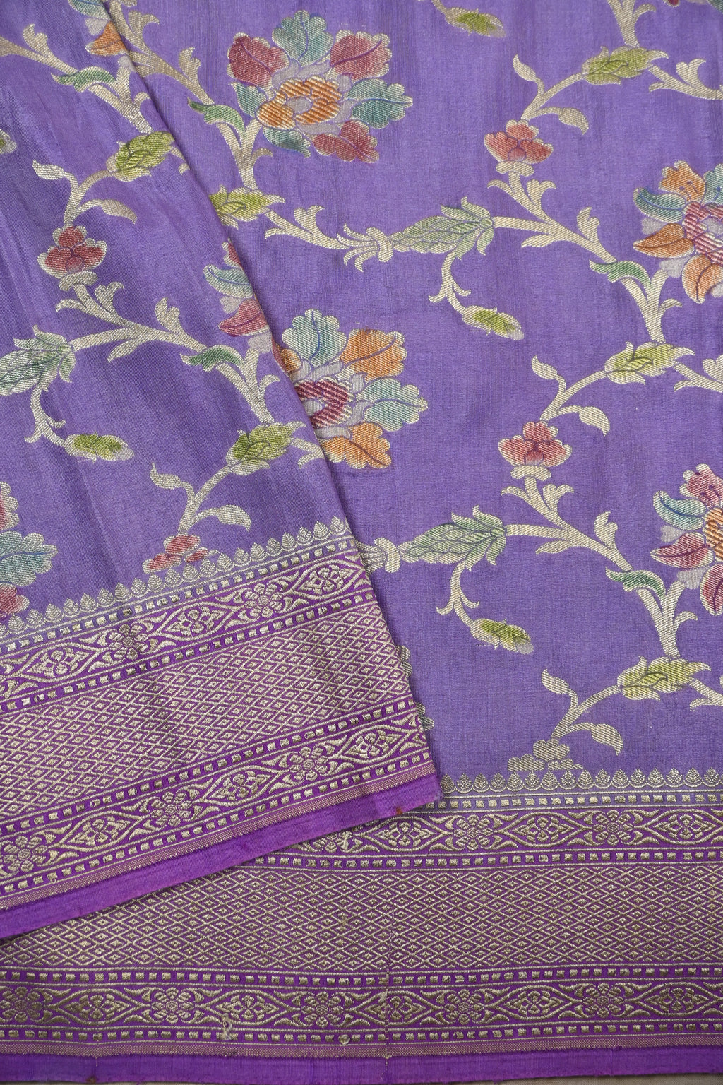 Purple Pure Moonga Silk Banarasi Saree