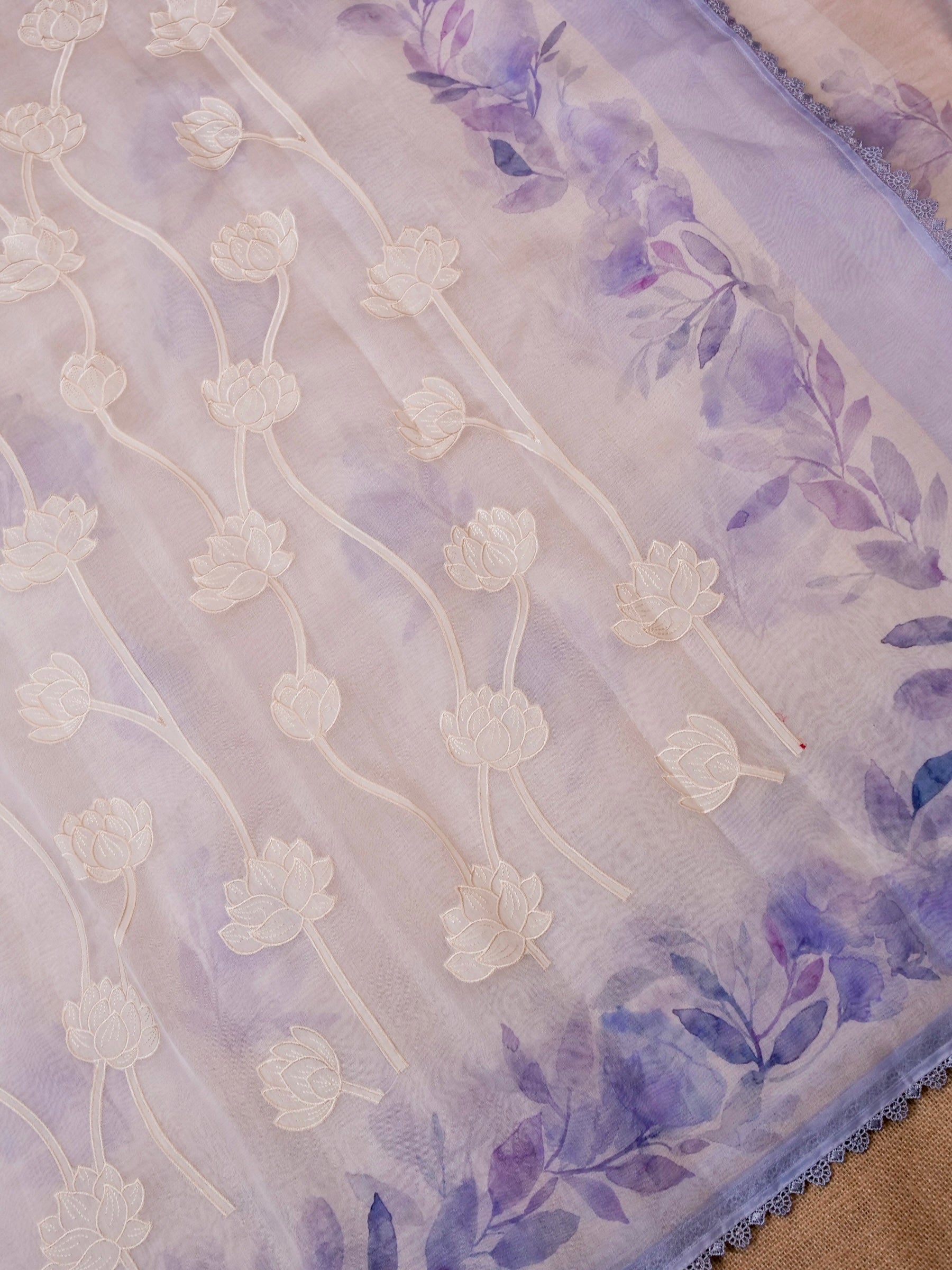 Handwoven White Banarasi Organza Silk Saree