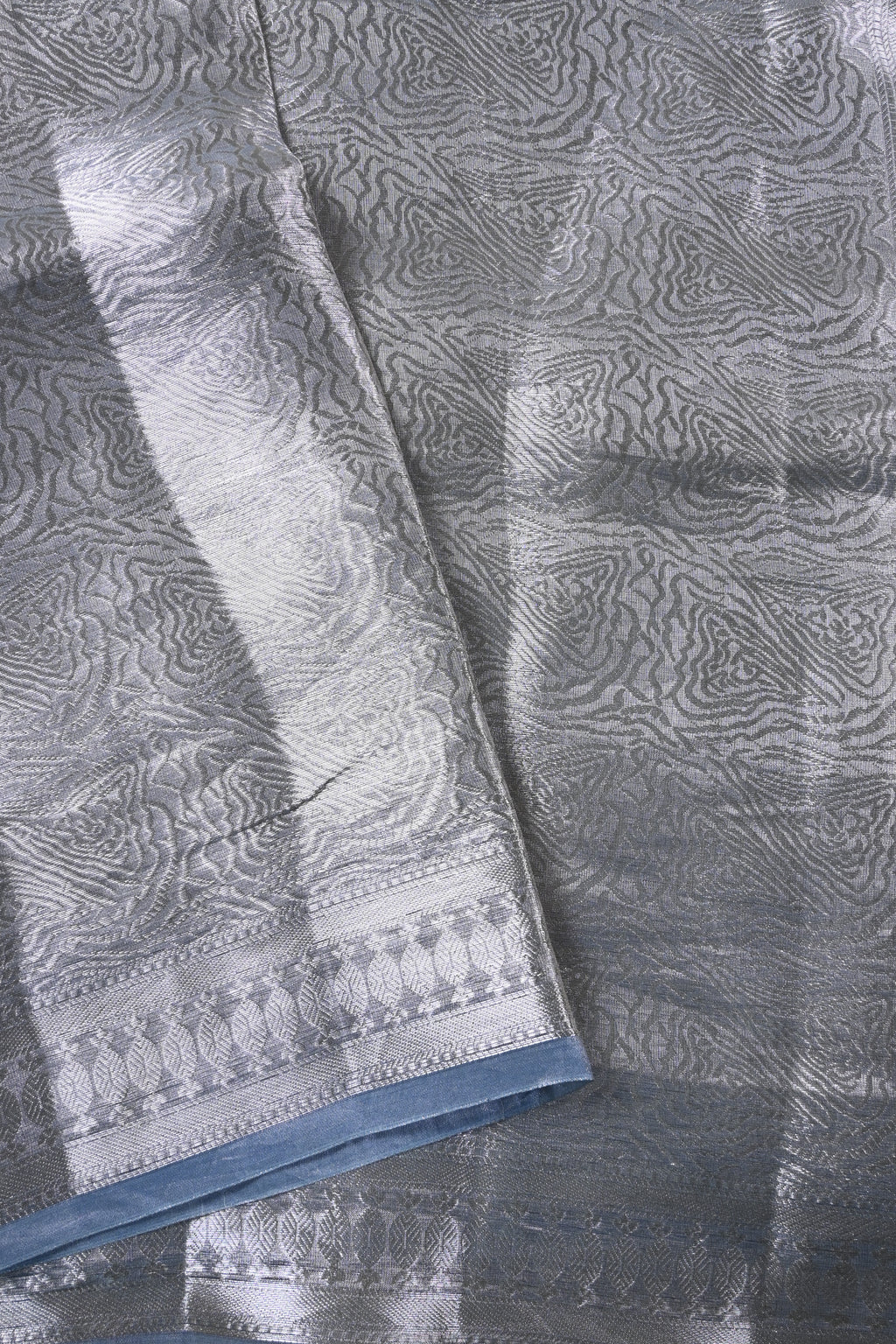 Baby Blue Pure Banarasi Molten Tissue Silk Saree