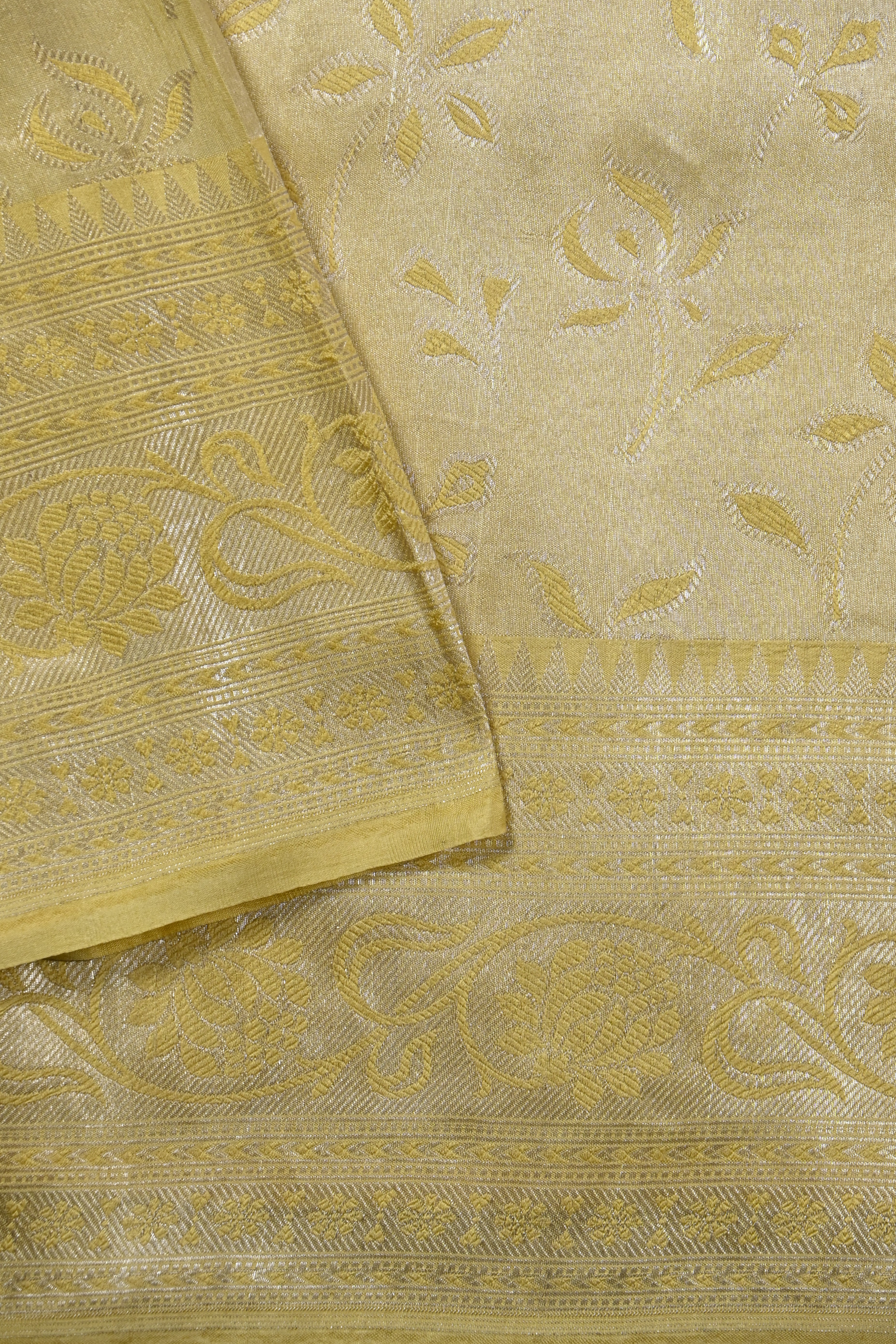 Yellow Pure Banarasi Katan Tissue Silk Saree