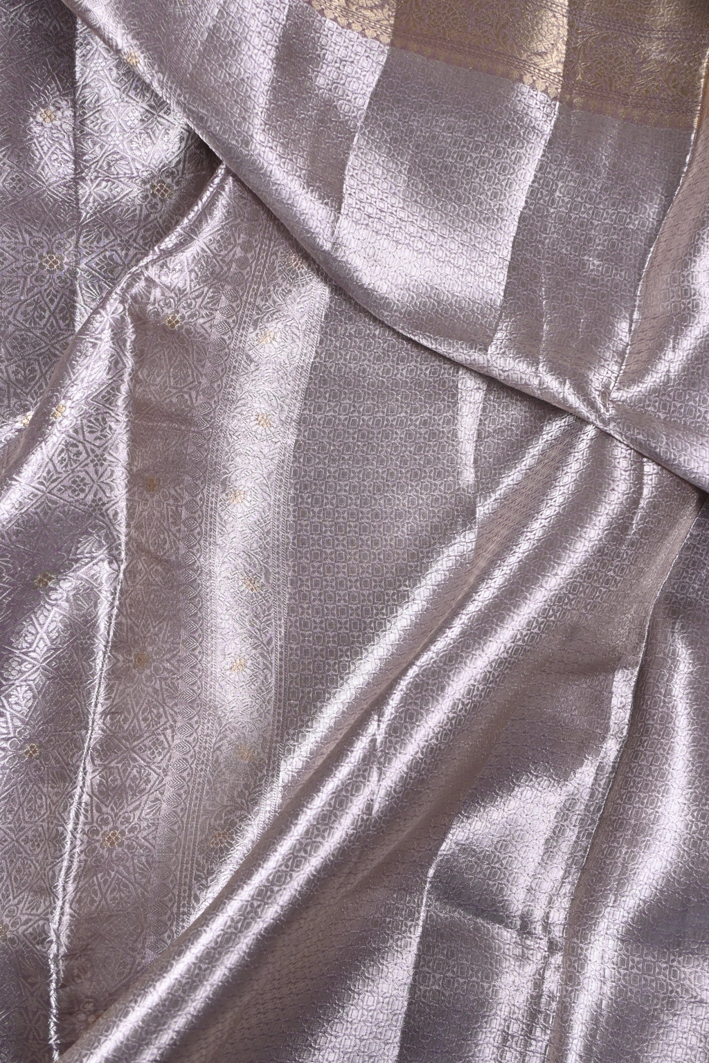 Baby Purple Pure Banarasi Molten Alfi Tissue Silk Saree