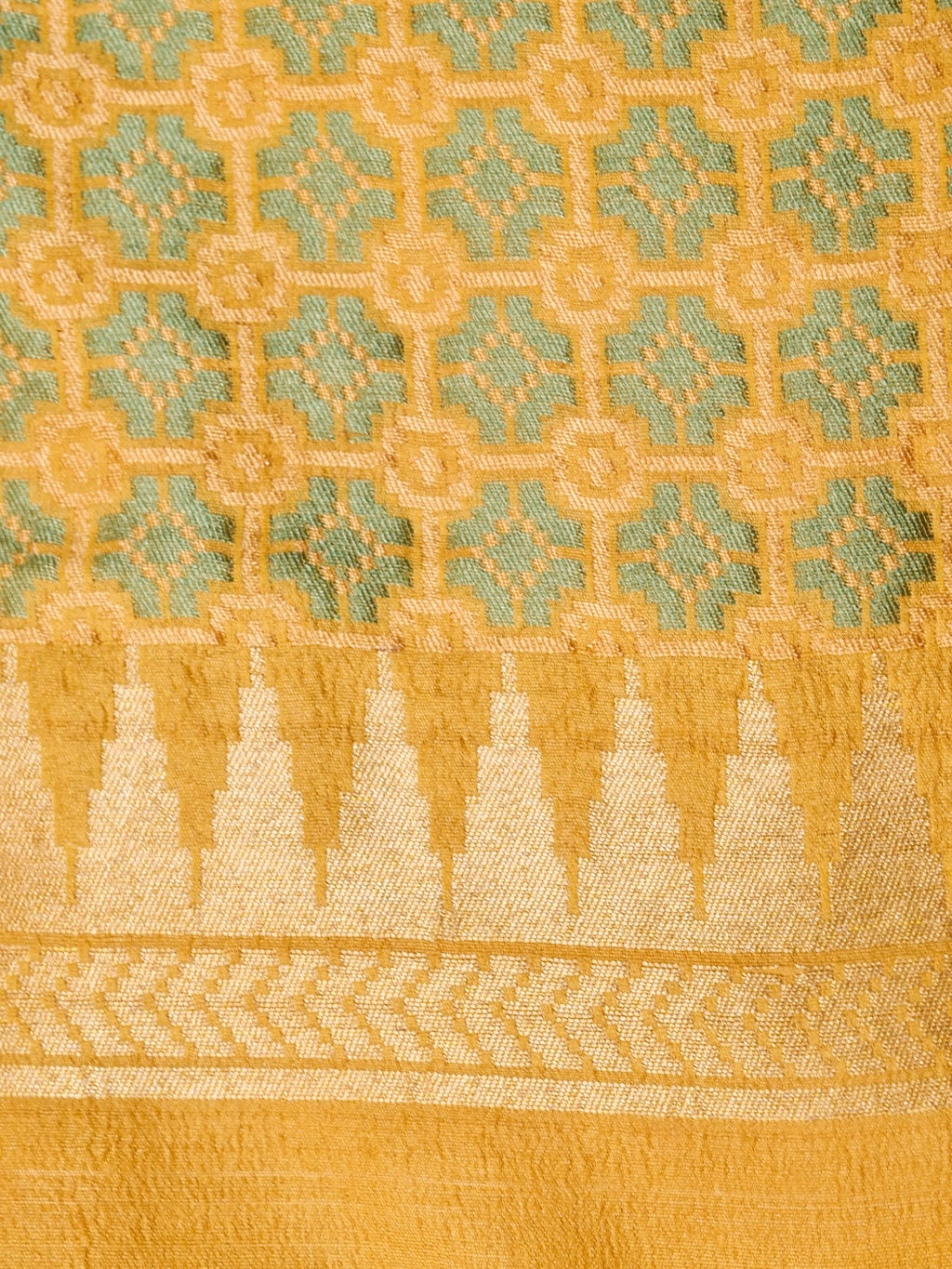 Handwoven Yellow Banarasi Desi Tussar Silk Saree