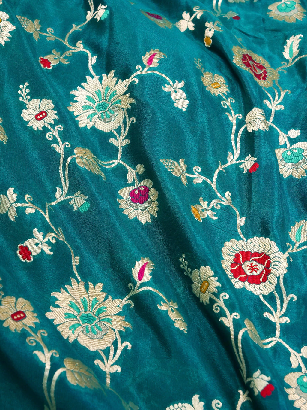 Handwoven Turquoise Blue Banarasi Khaddi Silk Saree