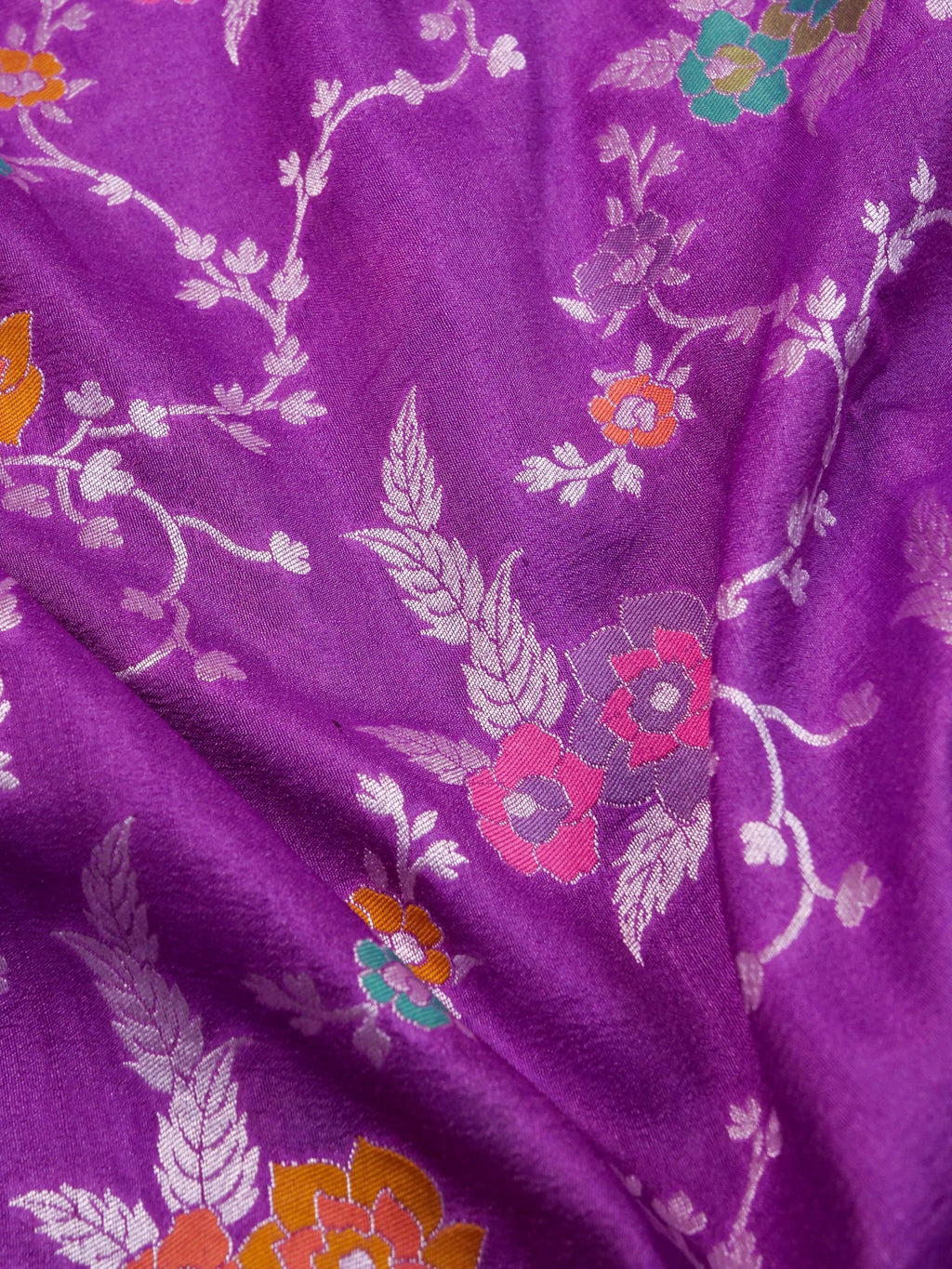 Handwoven Purple Banarasi Tussar Silk Saree