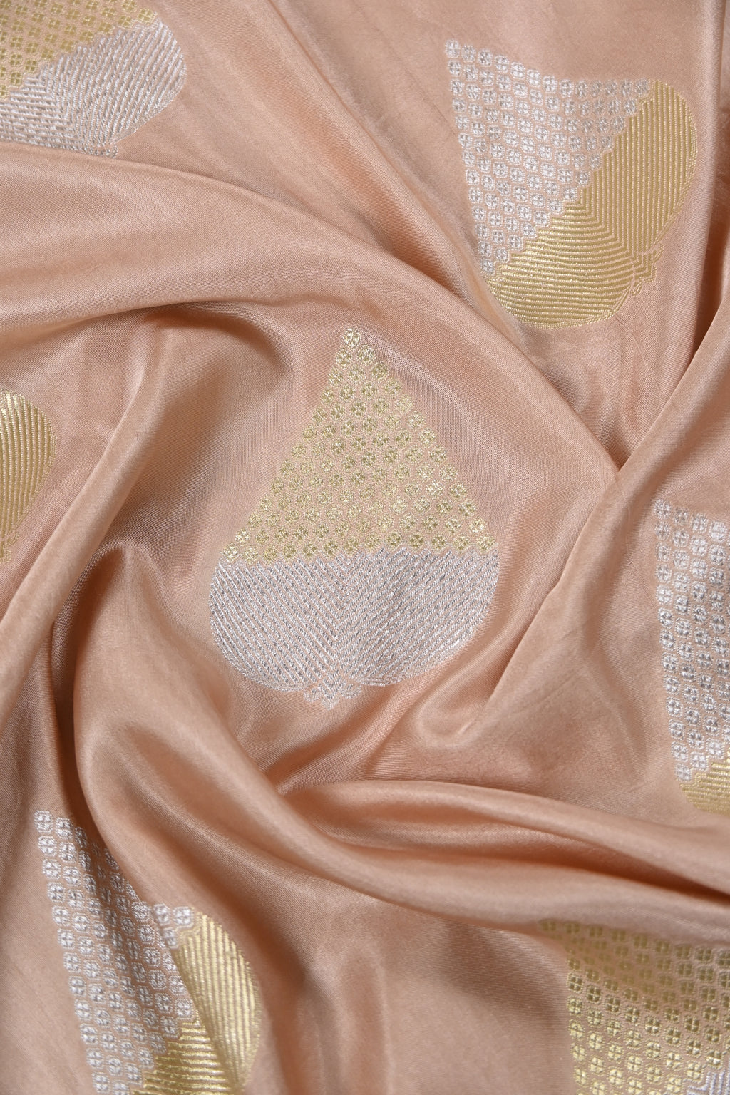 Moose Brown Pure Banarasi Satin Mashru Silk Saree