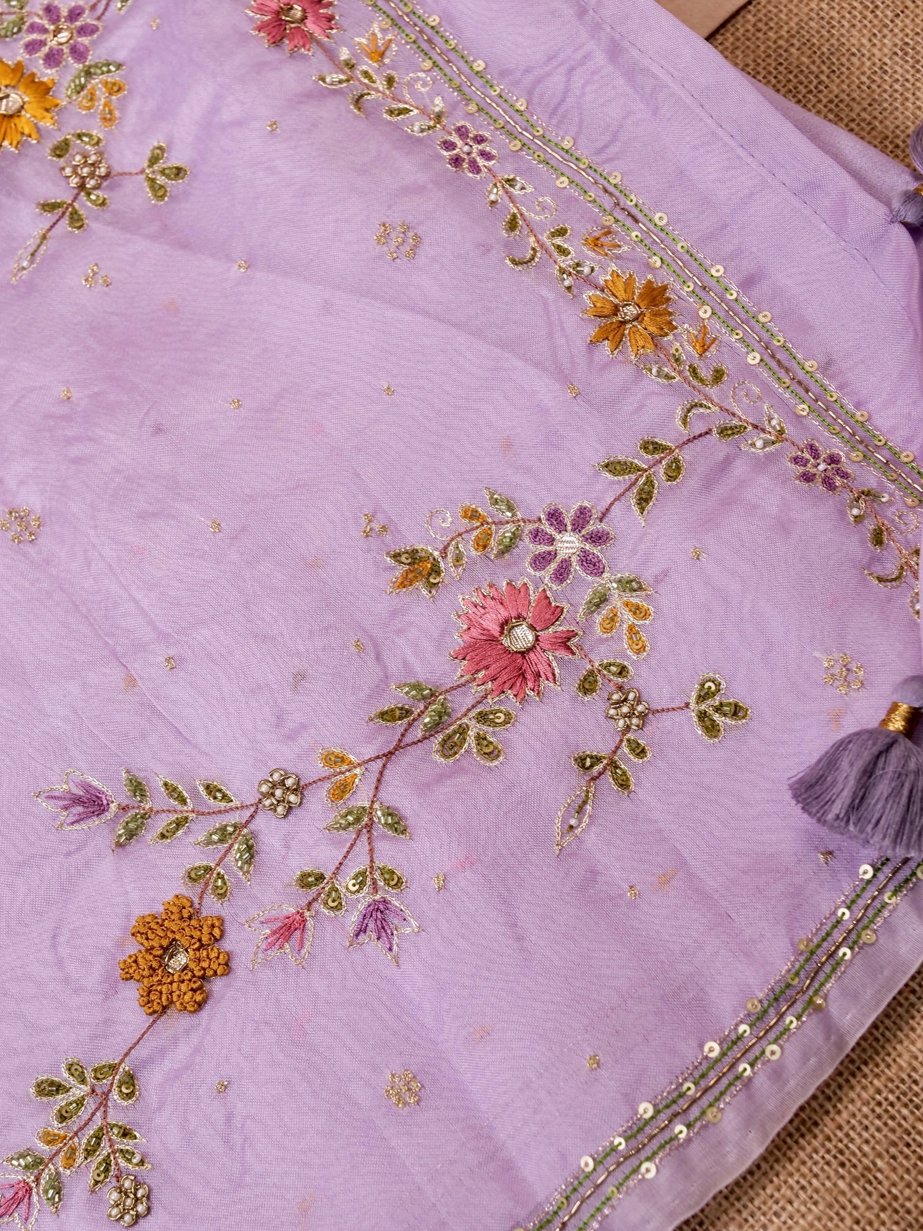 Handwoven Lavender Banarasi Organza Silk Saree