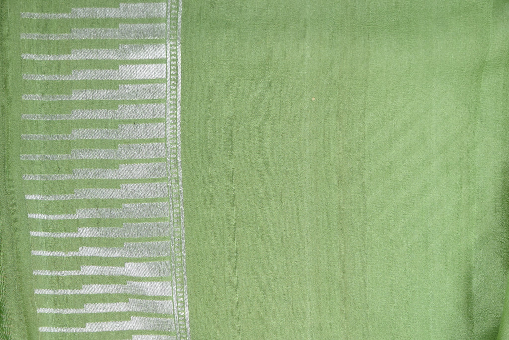 Baby Green Pure Banarasi Tussar Georgette Saree