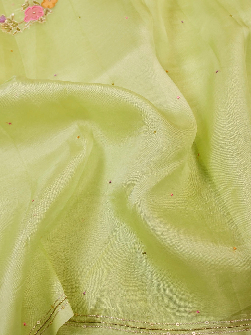 Handwoven Lime Green Banarasi Organza Silk Saree