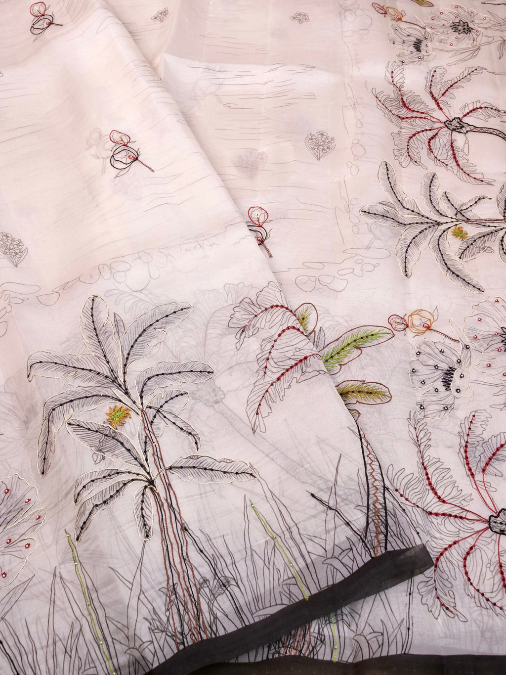 Handwoven White Banarasi Organza Silk Saree