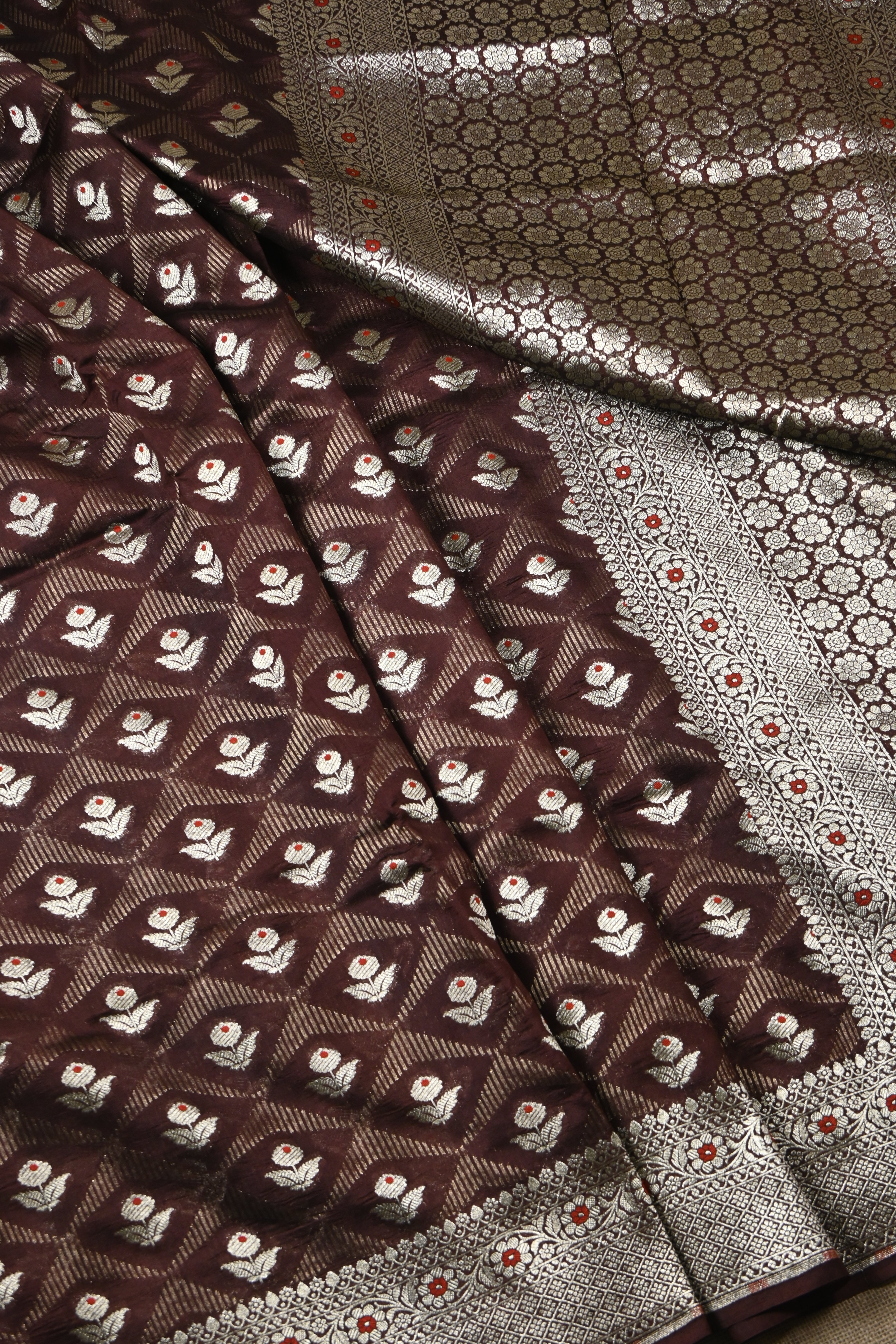 Brown Pure Banarasi Katan Silk Saree