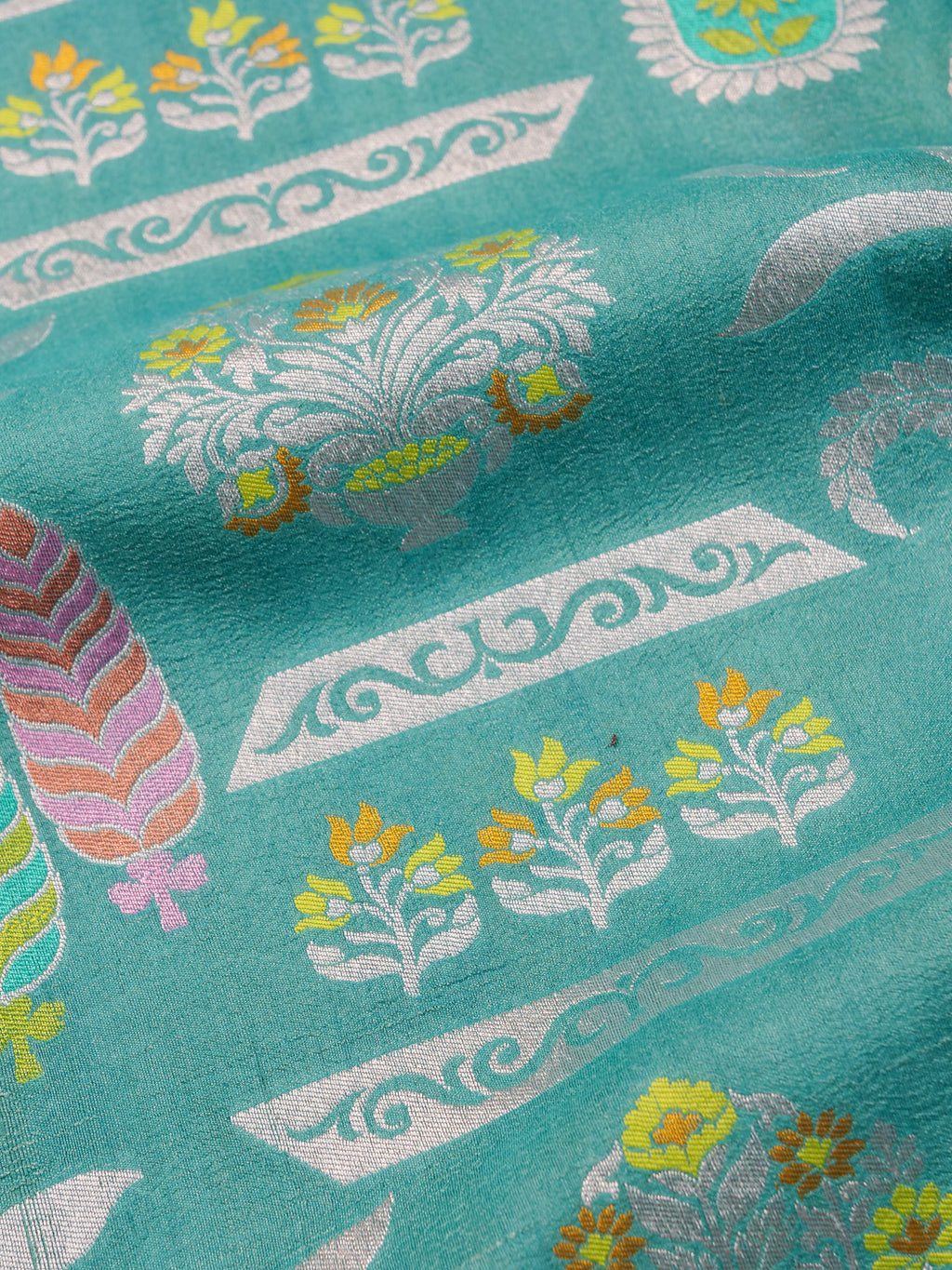 Handwoven Sea Green Banarasi Desi Tussar Silk Saree