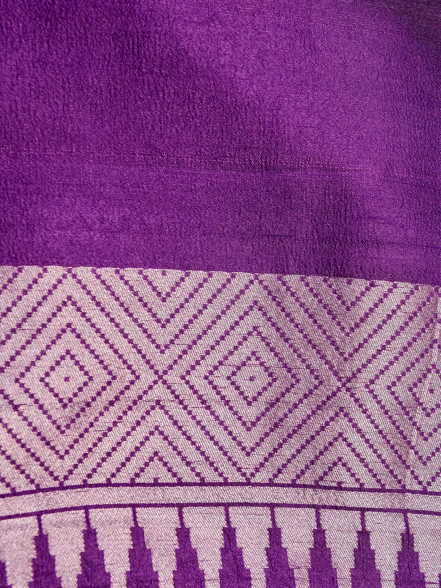 Handwoven Purple Banarasi Tusaar Silk Saree