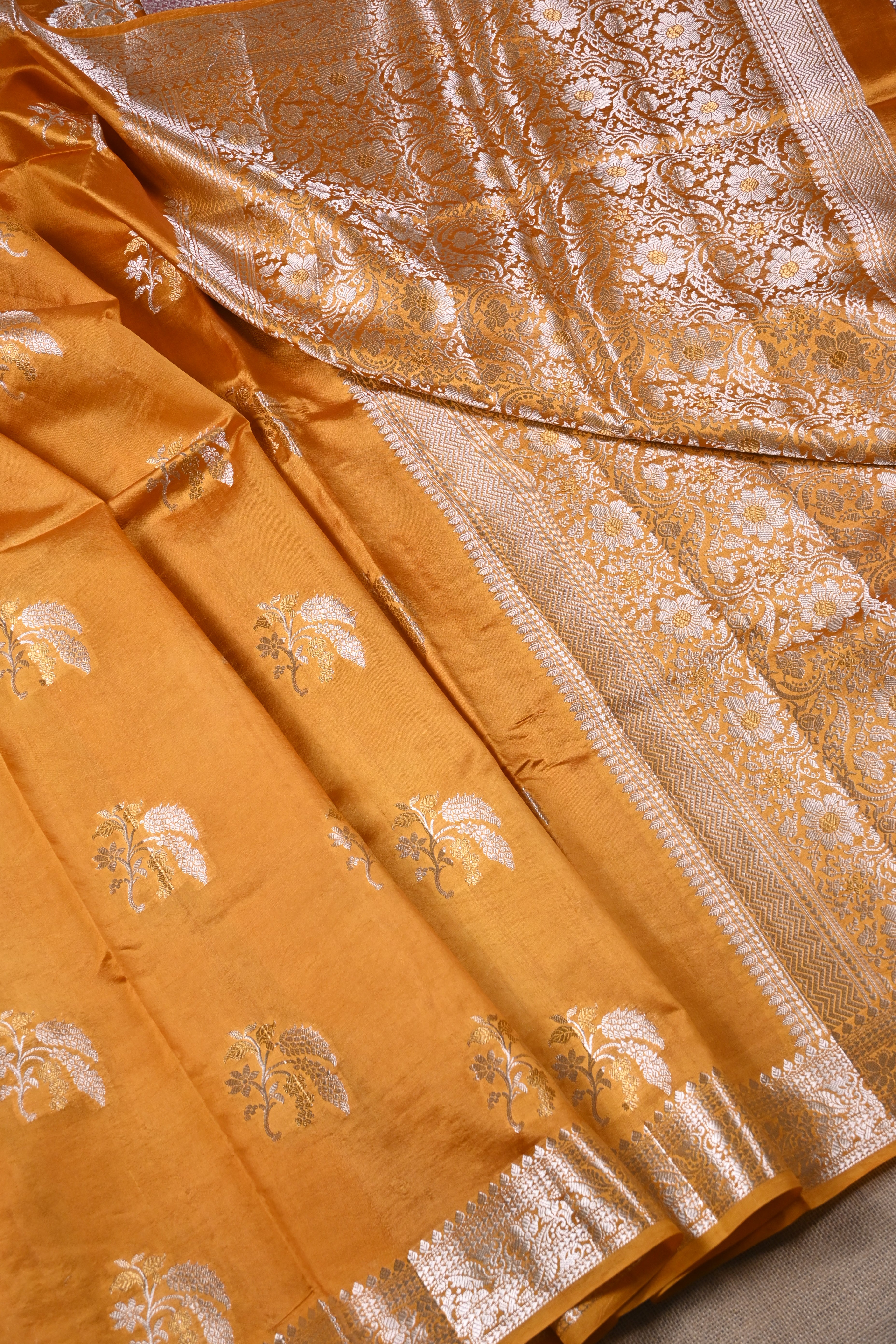 Orange Pure Banarasi Katan Silk Saree