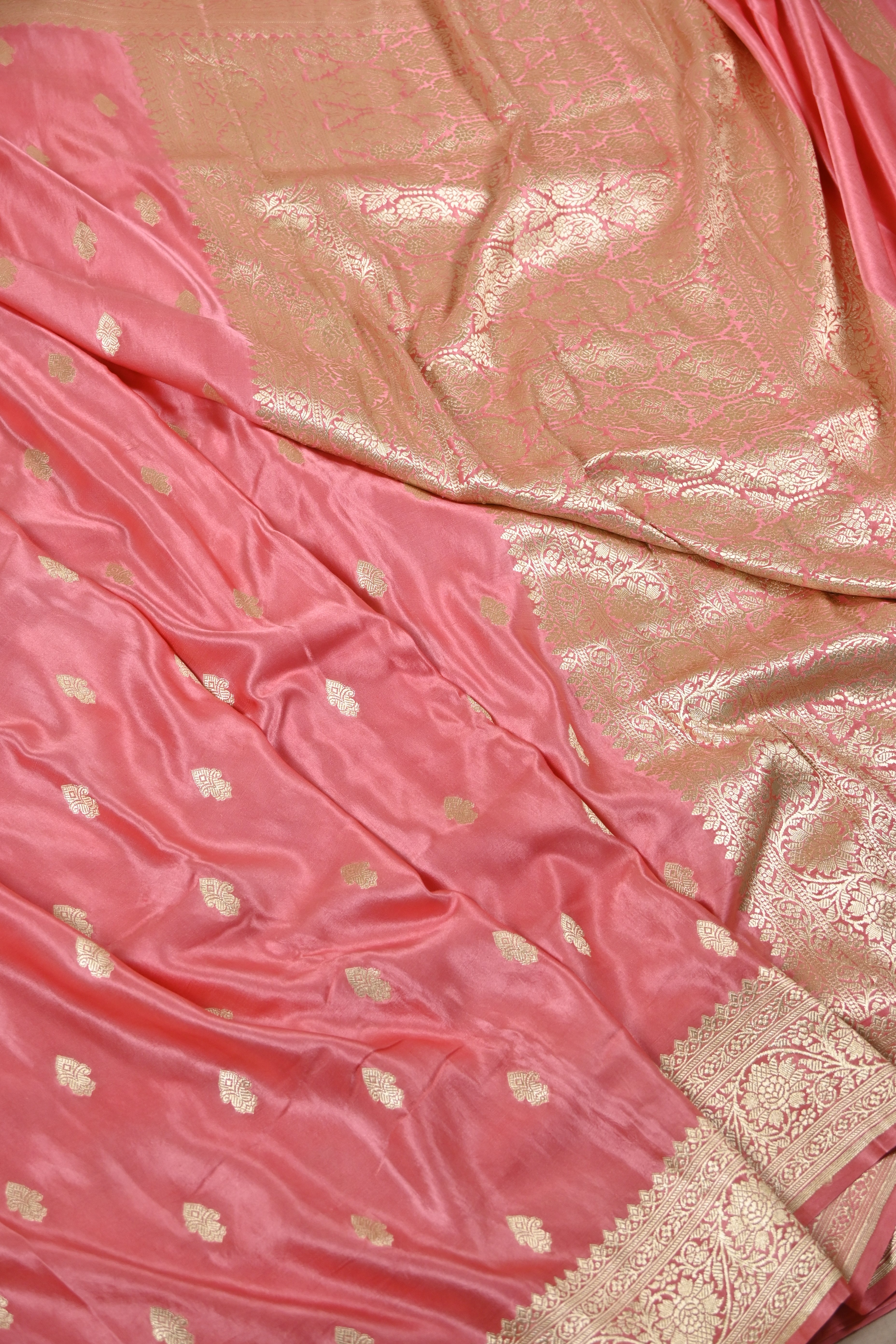 Pink Pure Banarasi Satin Mashru Silk Saree