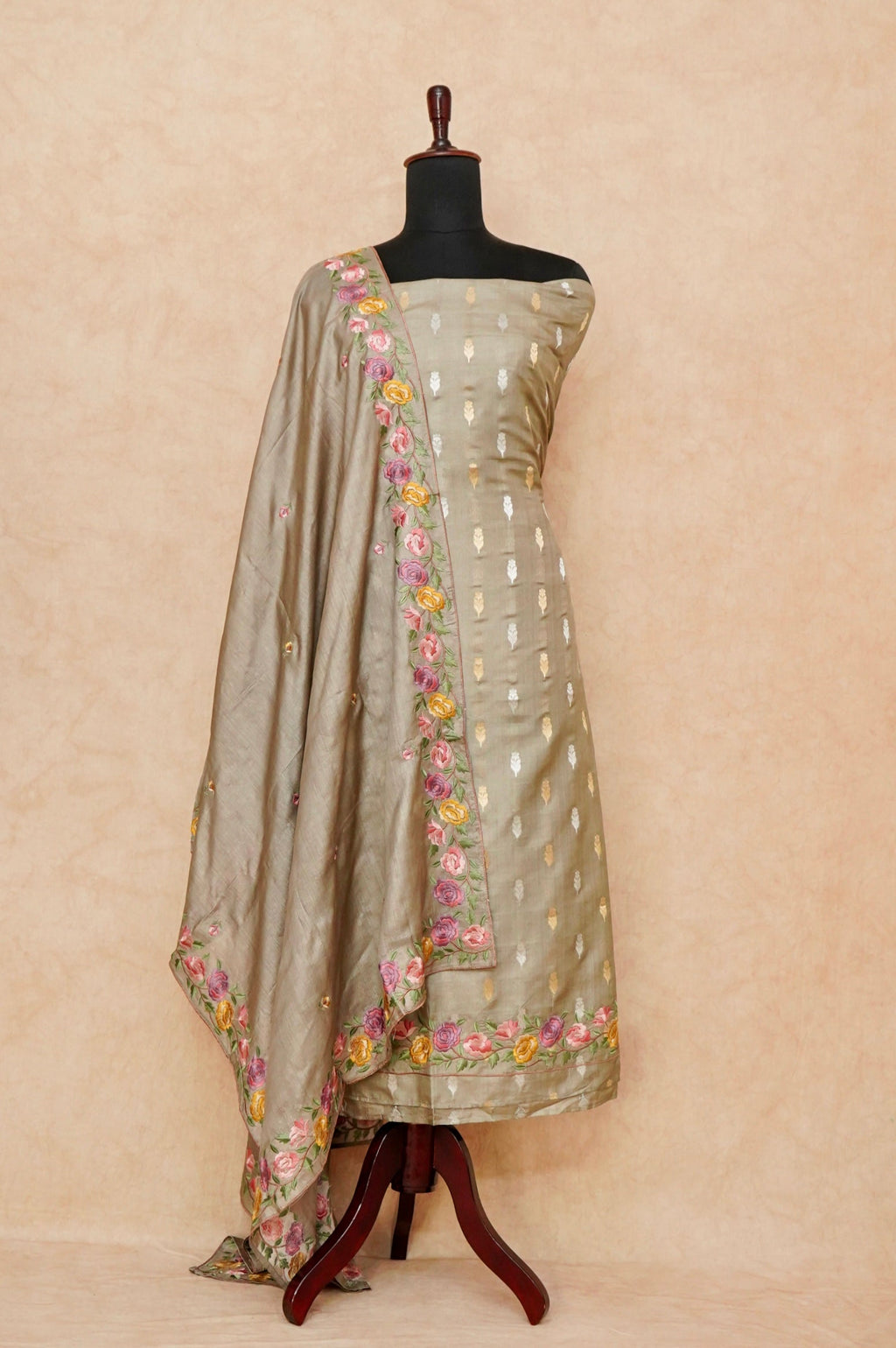 Handwoven Copper Banarasi Organza Silk Suit