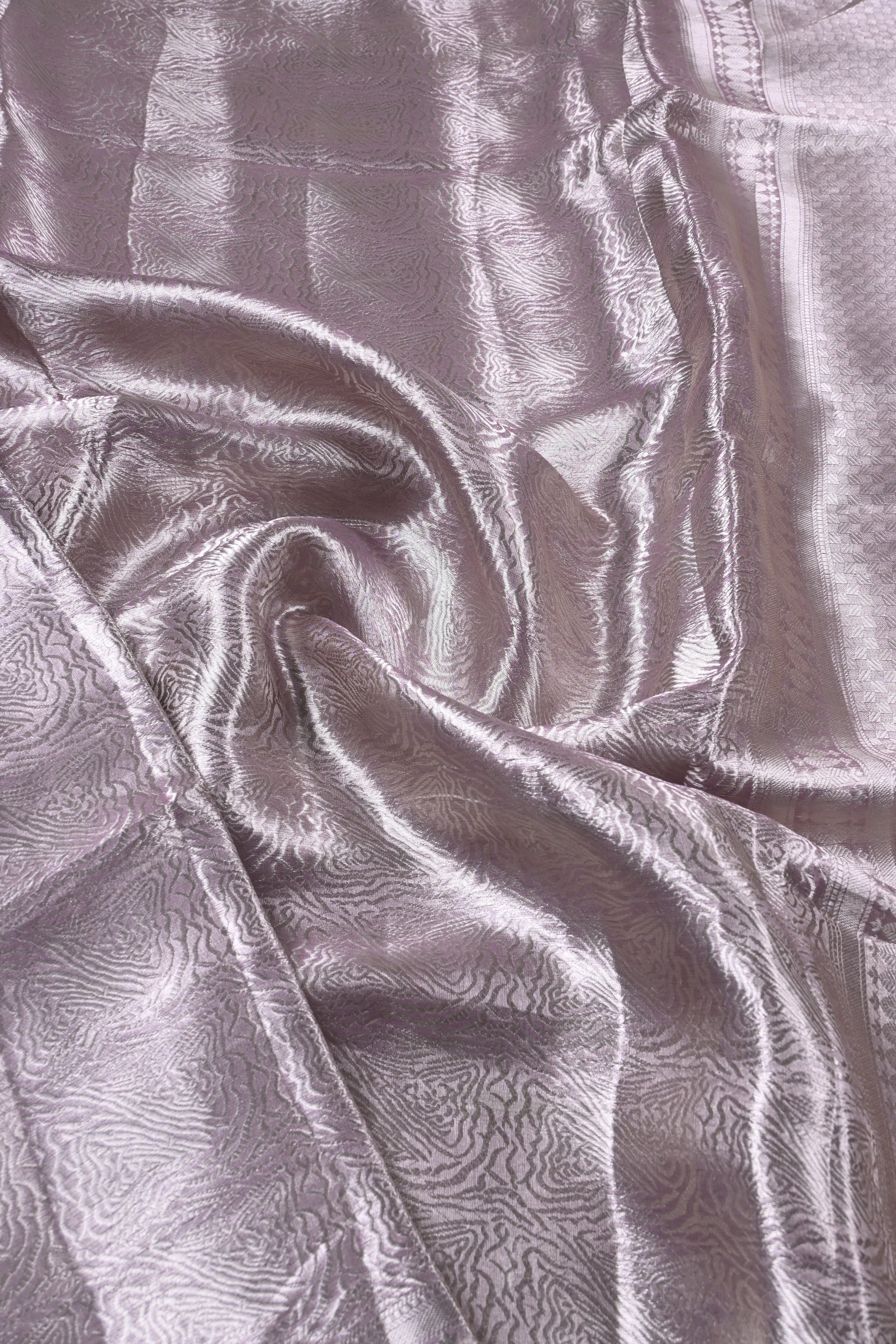 Baby Lilac Pure Banarasi Molten Tissue Silk Saree