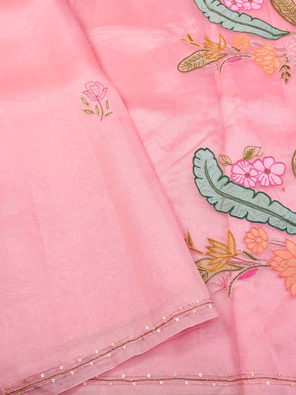 Handwoven Baby Pink Banarasi Organza Silk Saree