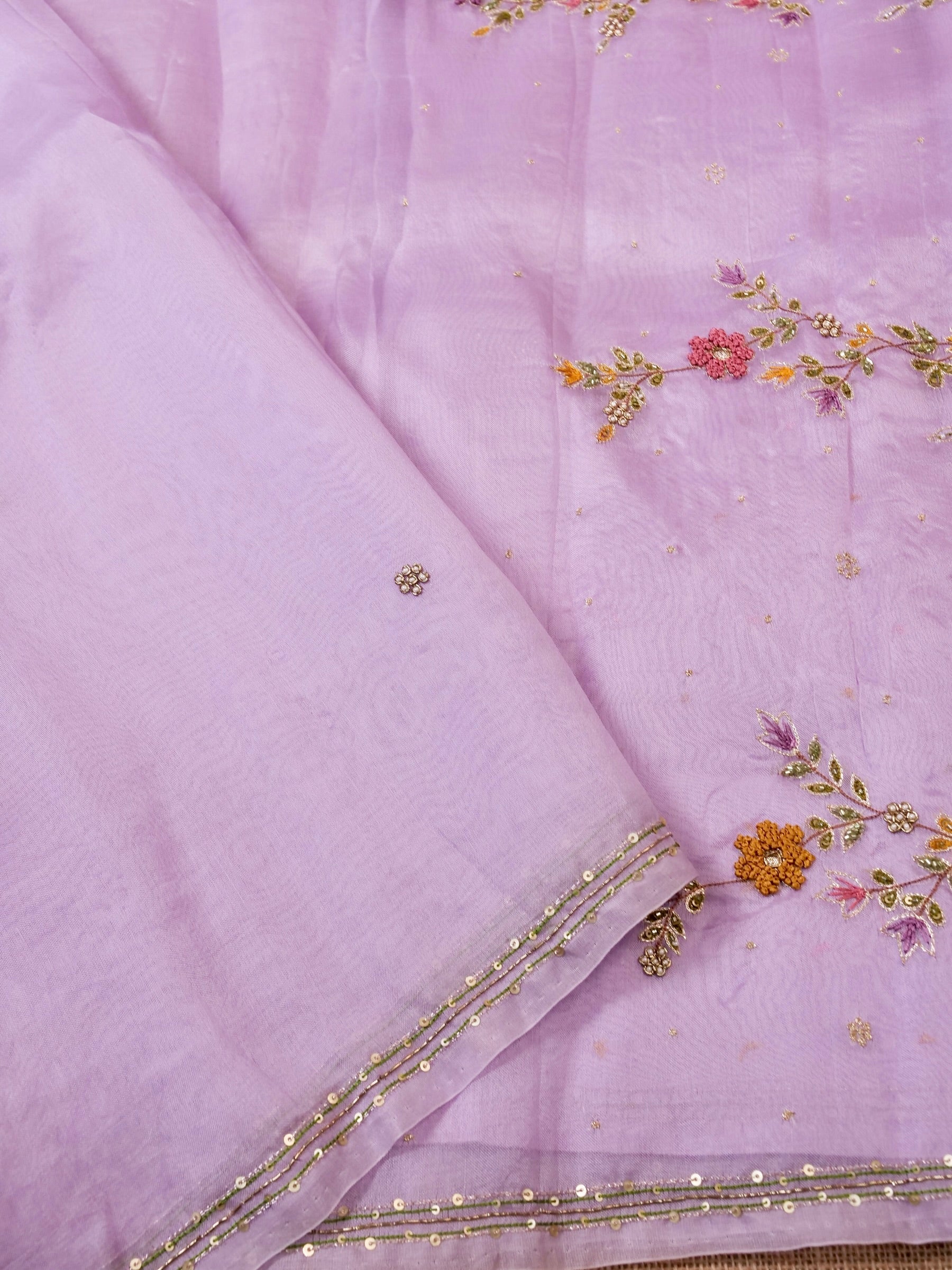Handwoven Lavender Banarasi Organza Silk Saree