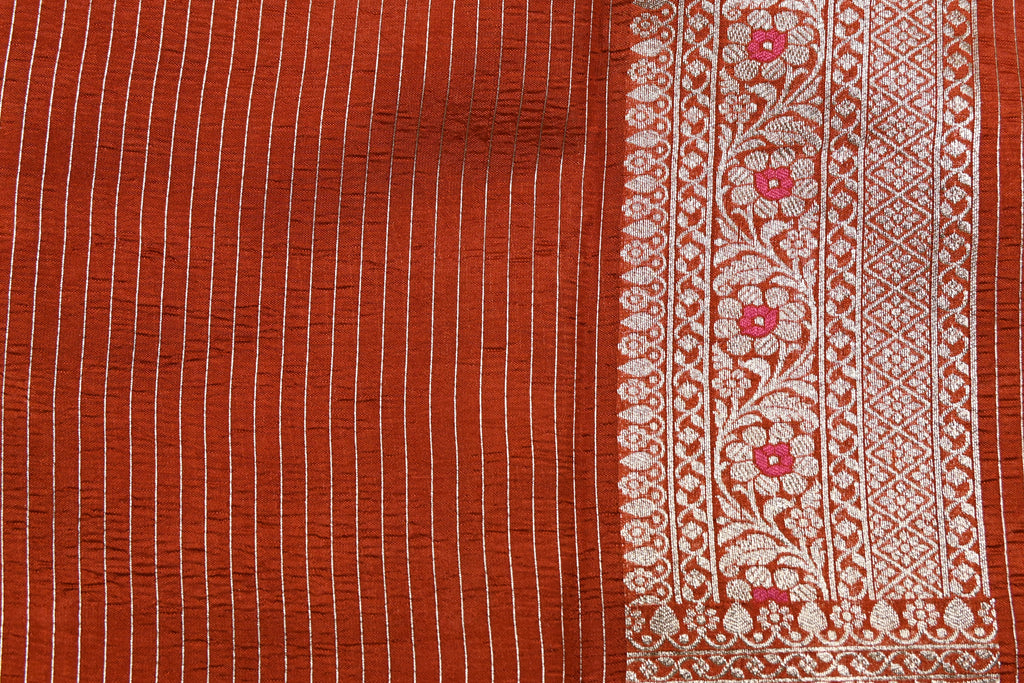 Dusty Orange Pure Banarasi Katan Silk Saree