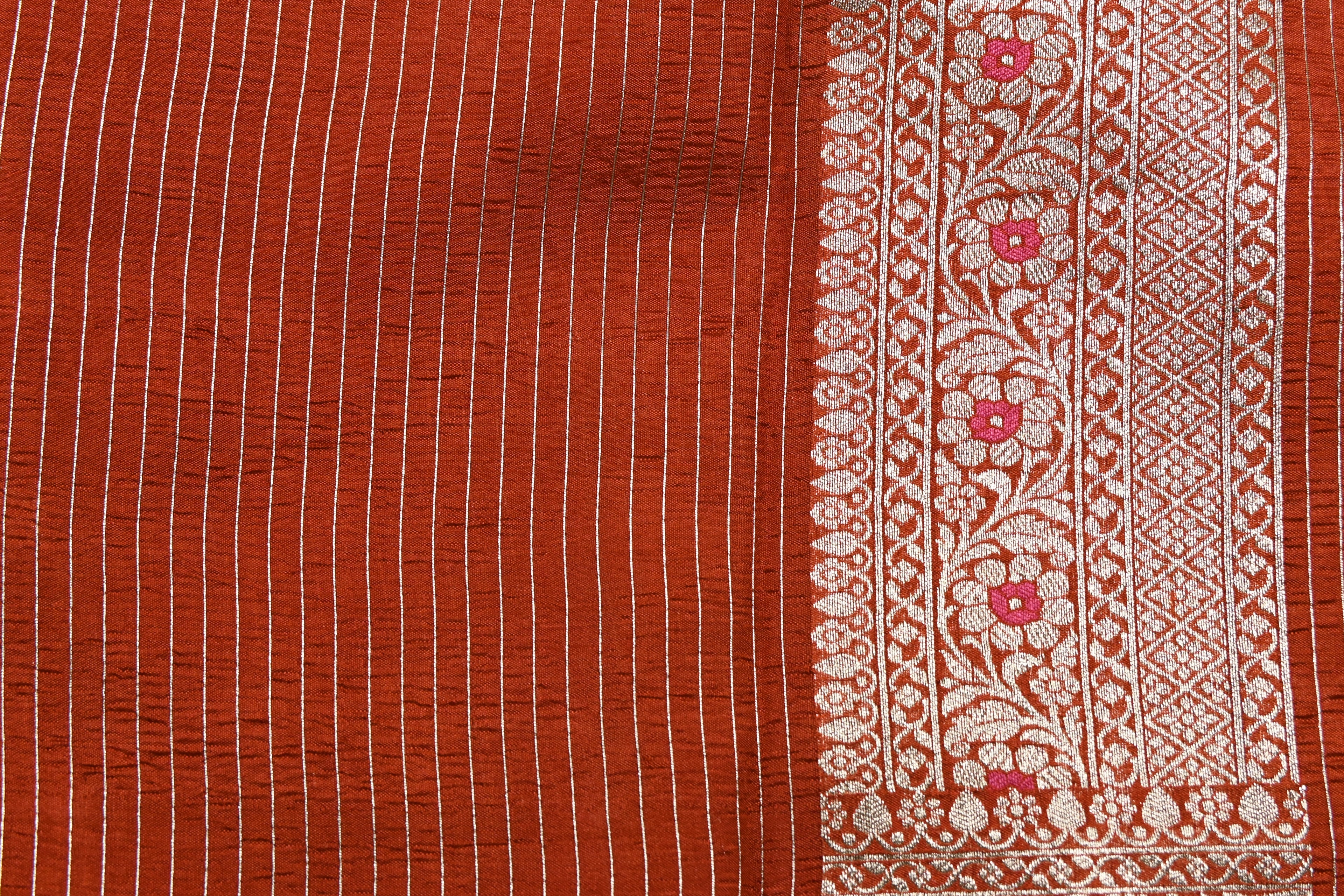 Dusty Orange Pure Banarasi Katan Silk Saree