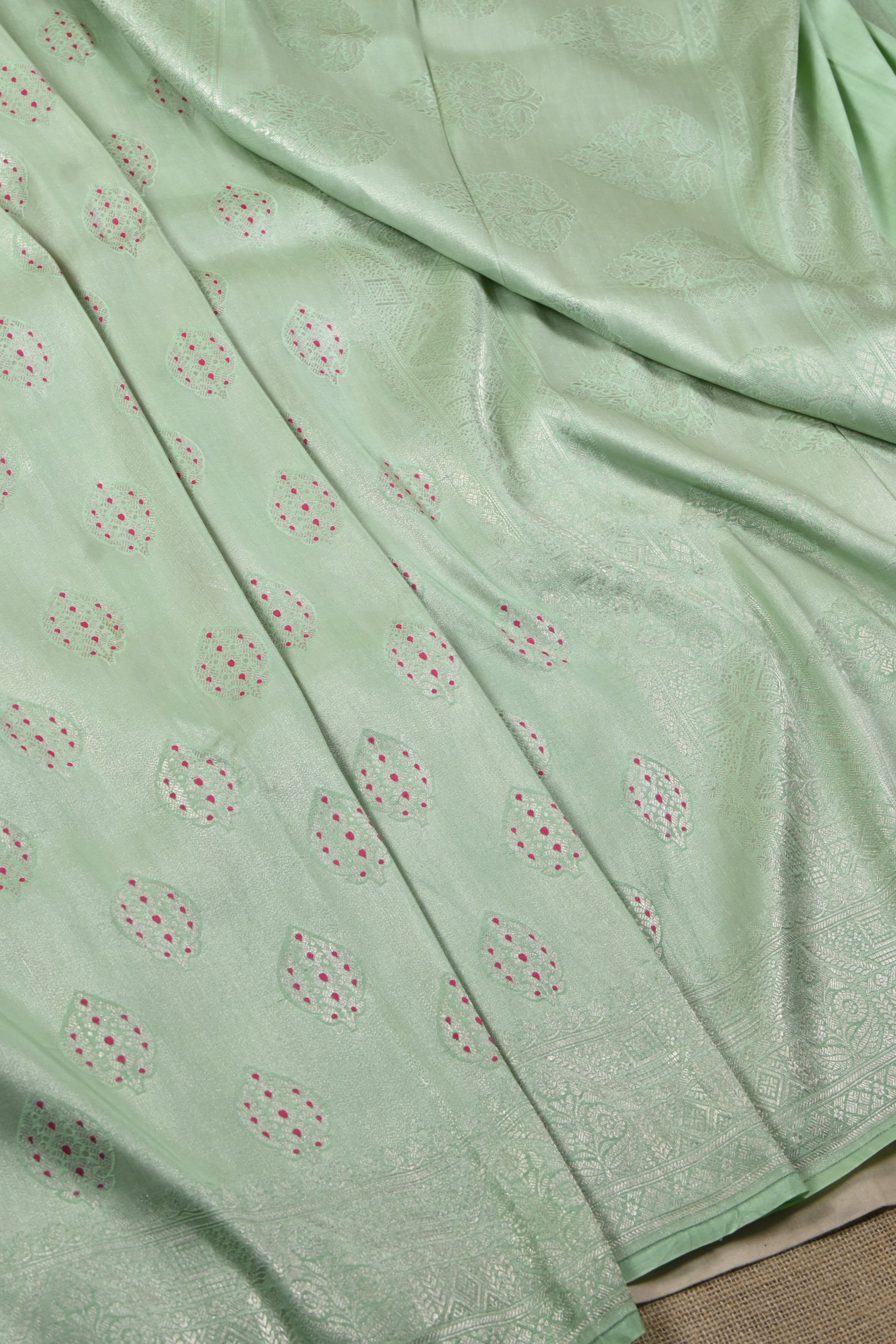 Pista Green Pure Banarasi Katan Tissue Silk Saree