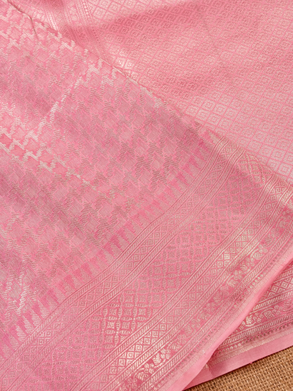 Handwoven Pastel Pink Banarasi Katan Soft Tissue Silk Saree