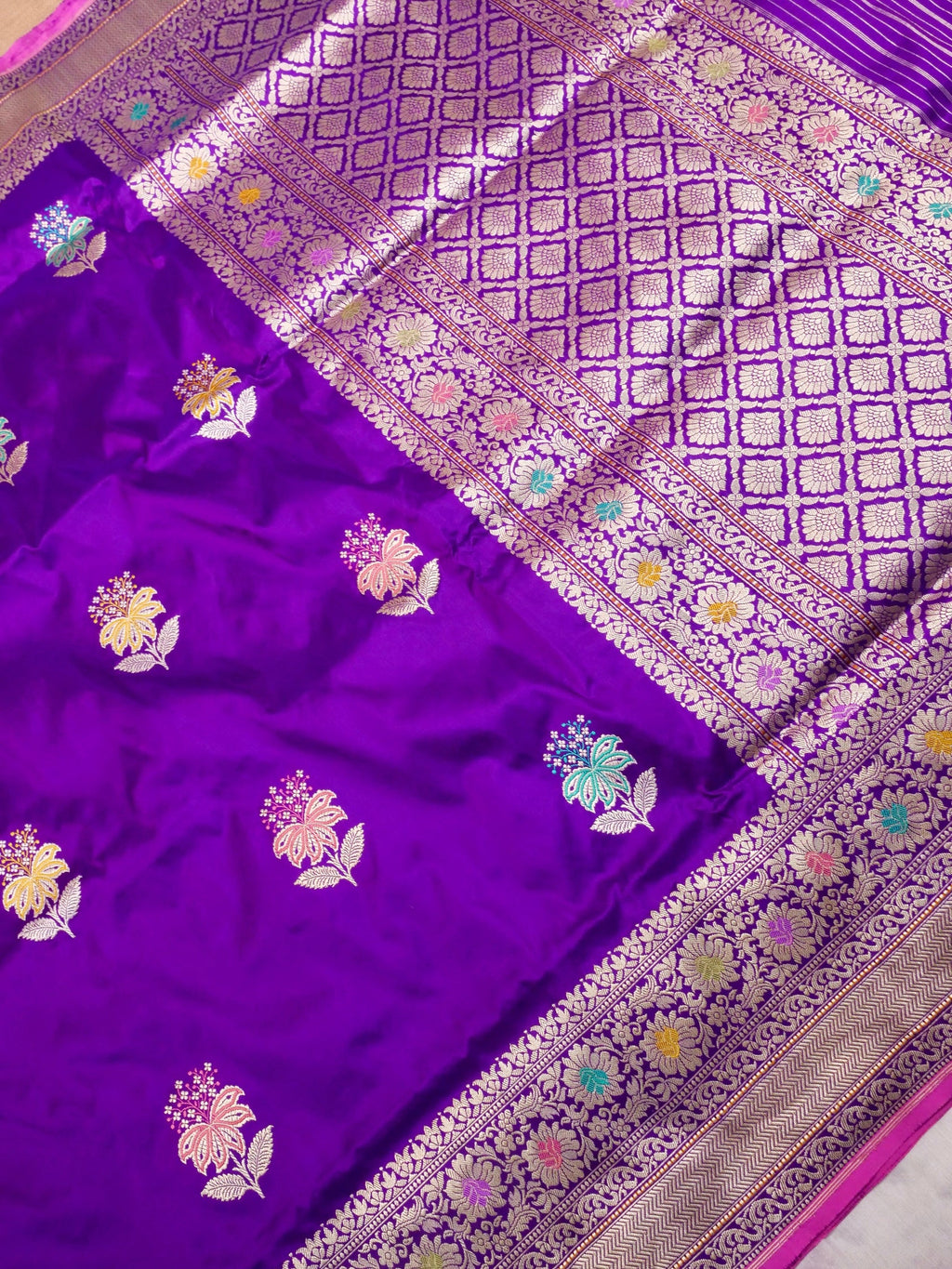 Handwoven Purple Banarasi Katan Silk Saree