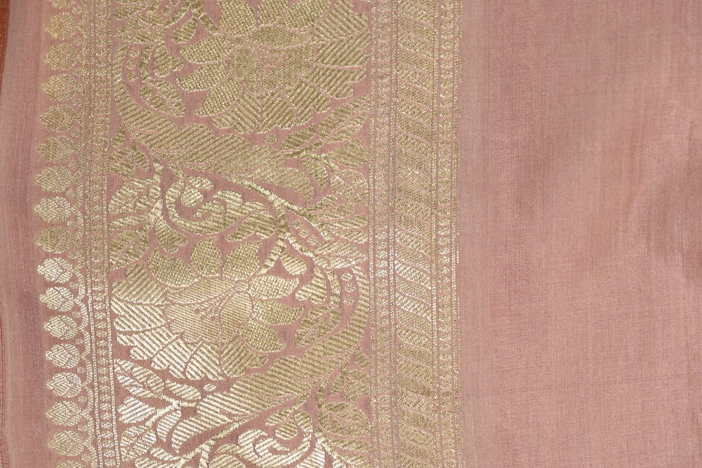 Dusty Pink Pure Moonga Silk Banarasi Saree