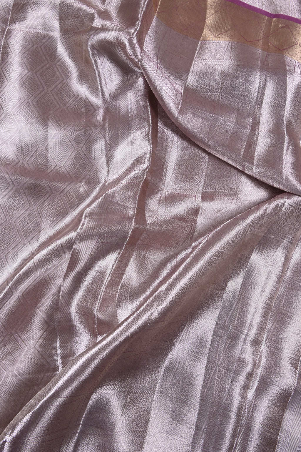 Baby Lilac Pure Banarasi Molten Tissue Silk Saree