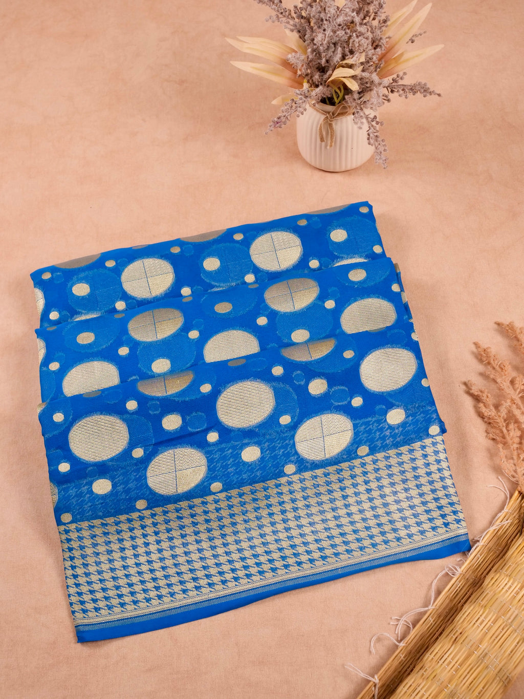 Handwoven Blue Banarasi Khaddi Silk Saree