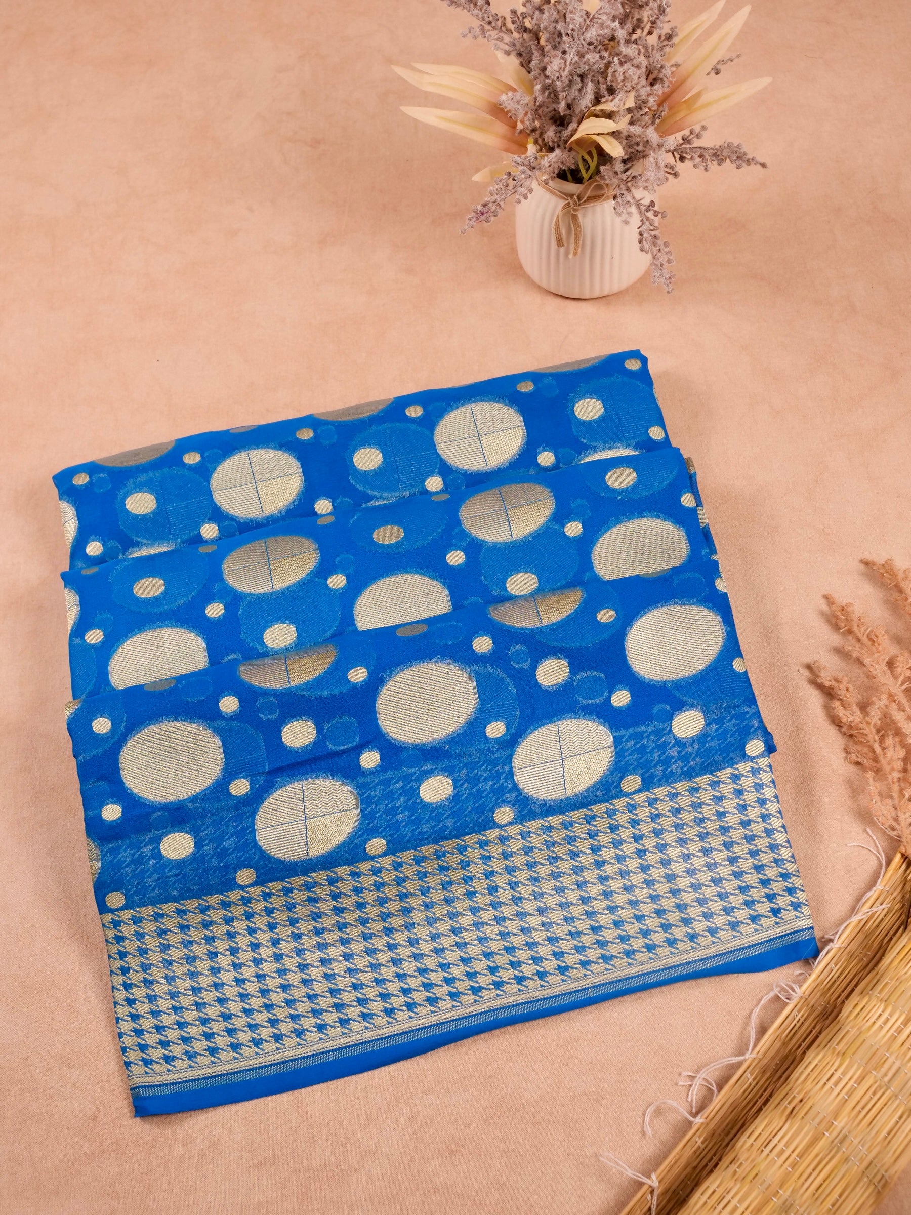 Handwoven Blue Banarasi Khaddi Silk Saree