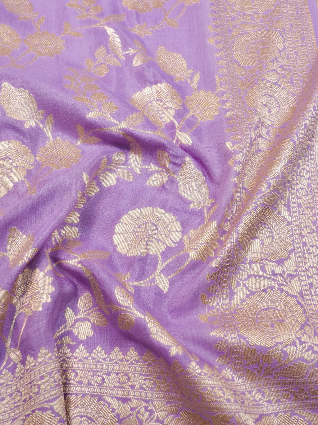 Handwoven Lavender Banarasi Monga Silk Saree