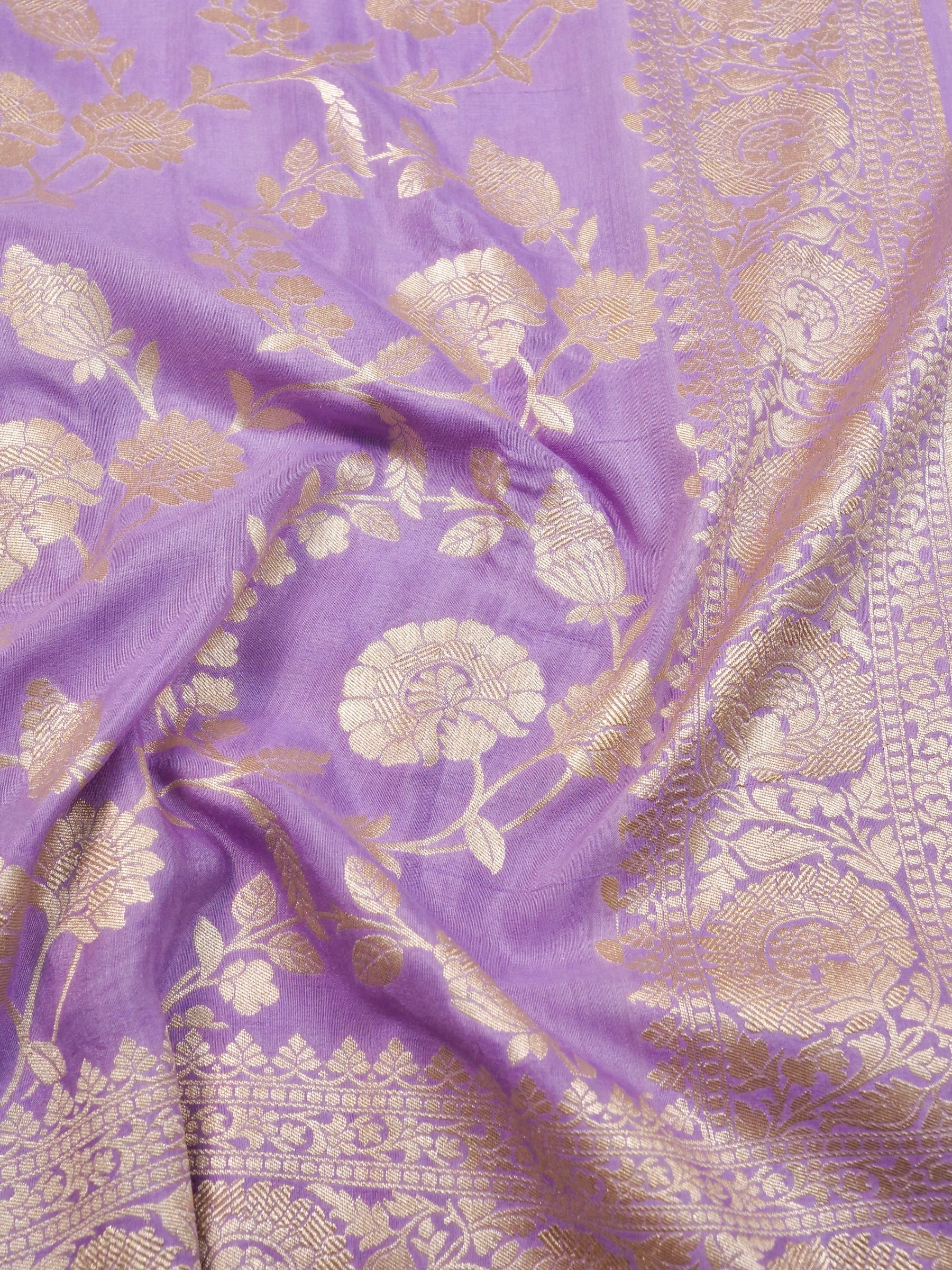 Handwoven Lavender Banarasi Monga Silk Saree