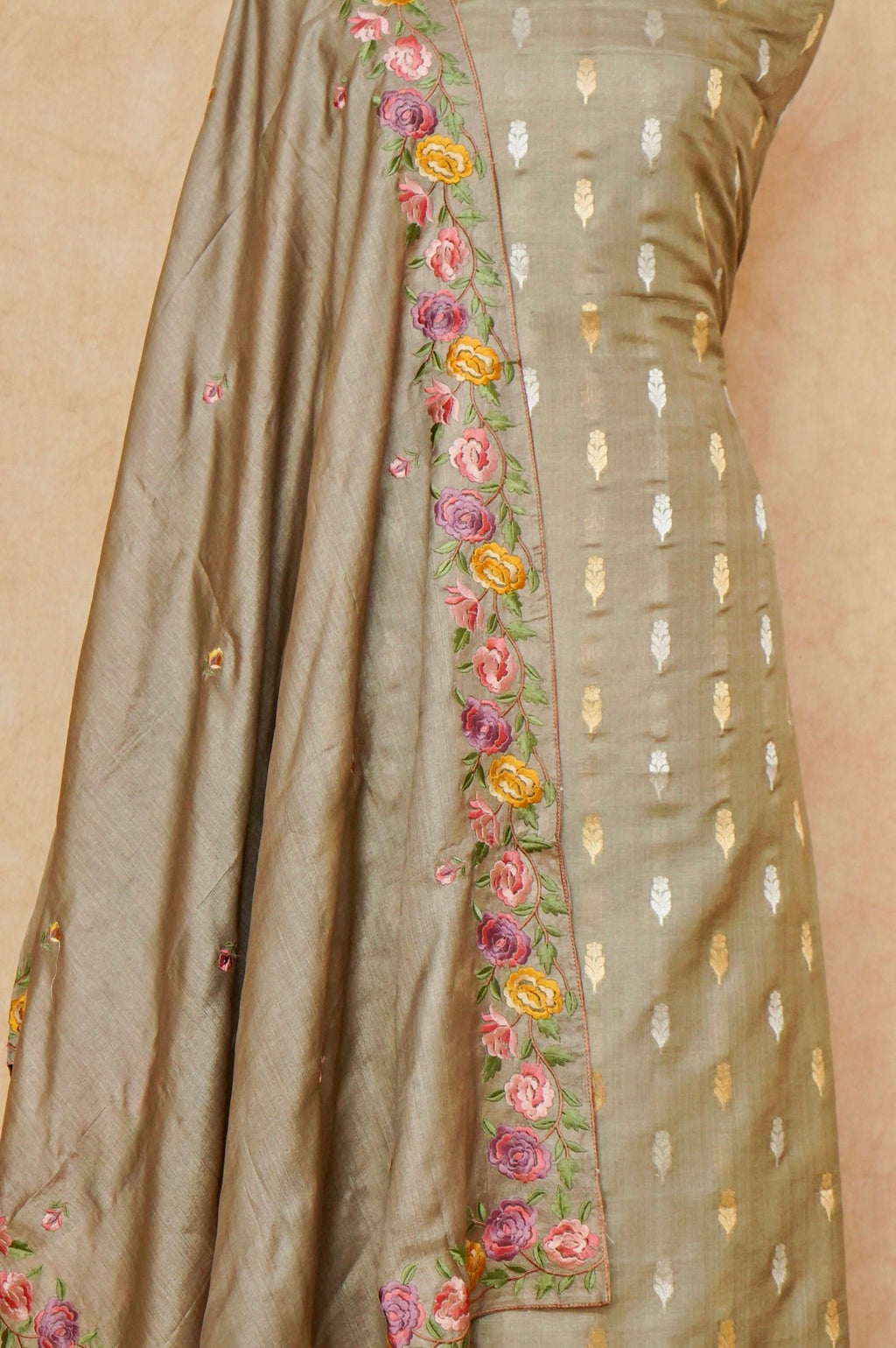 Handwoven Copper Banarasi Organza Silk Suit