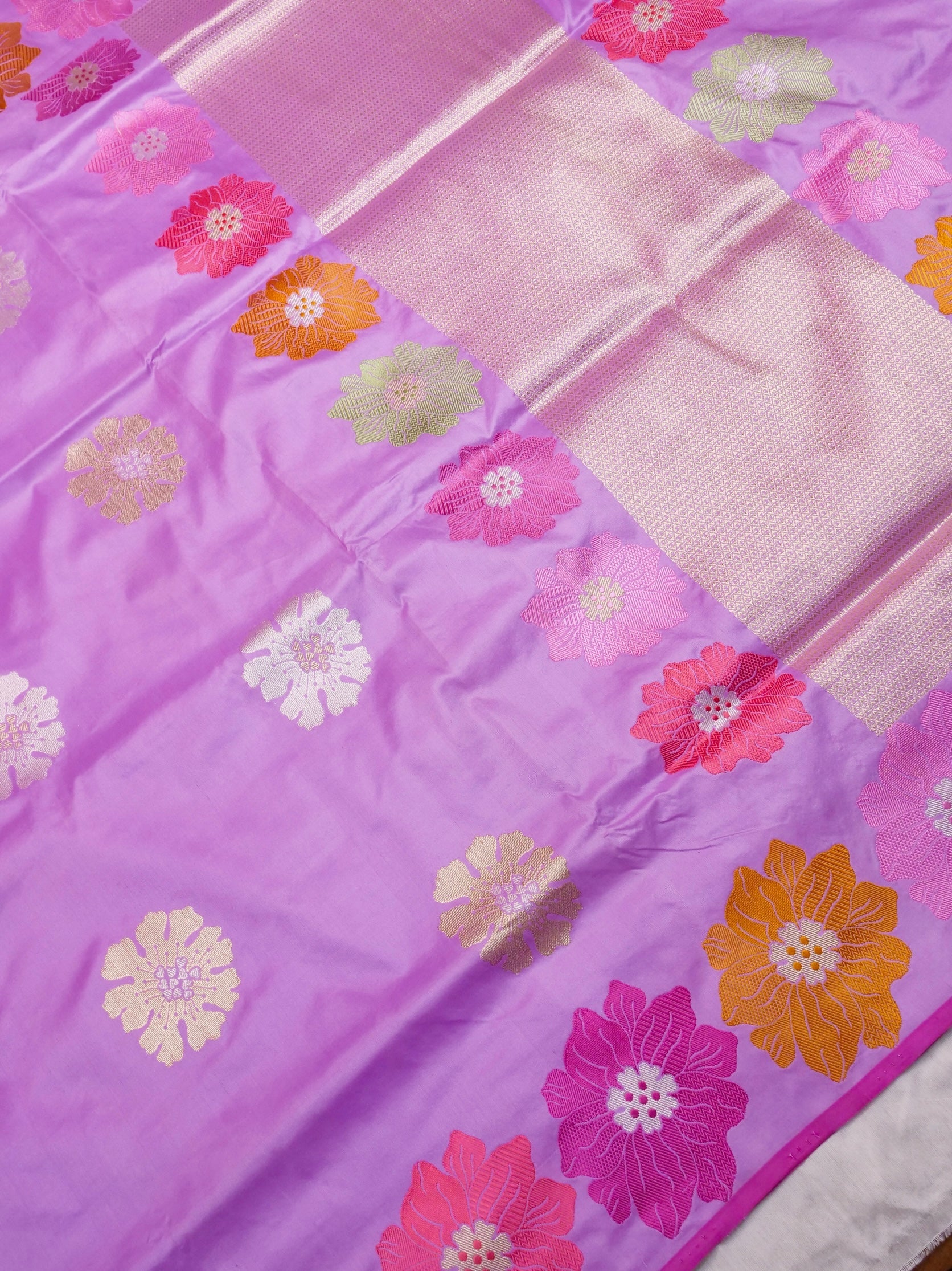 Handwoven Lavender Banarasi Katan Silk Saree
