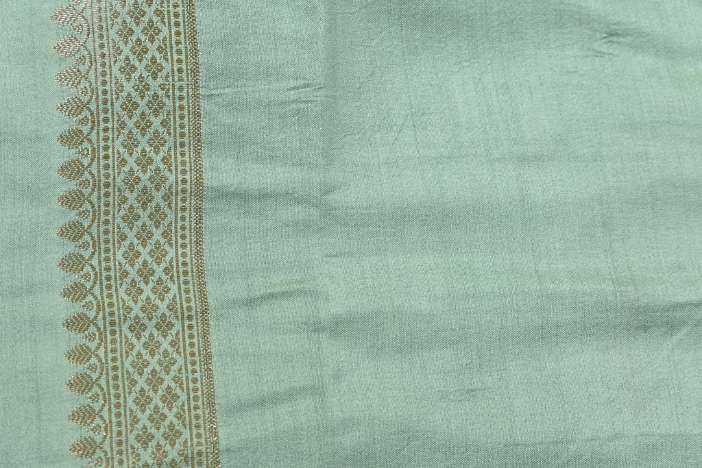 Light Green Pure Banarasi Moonga Silk Saree