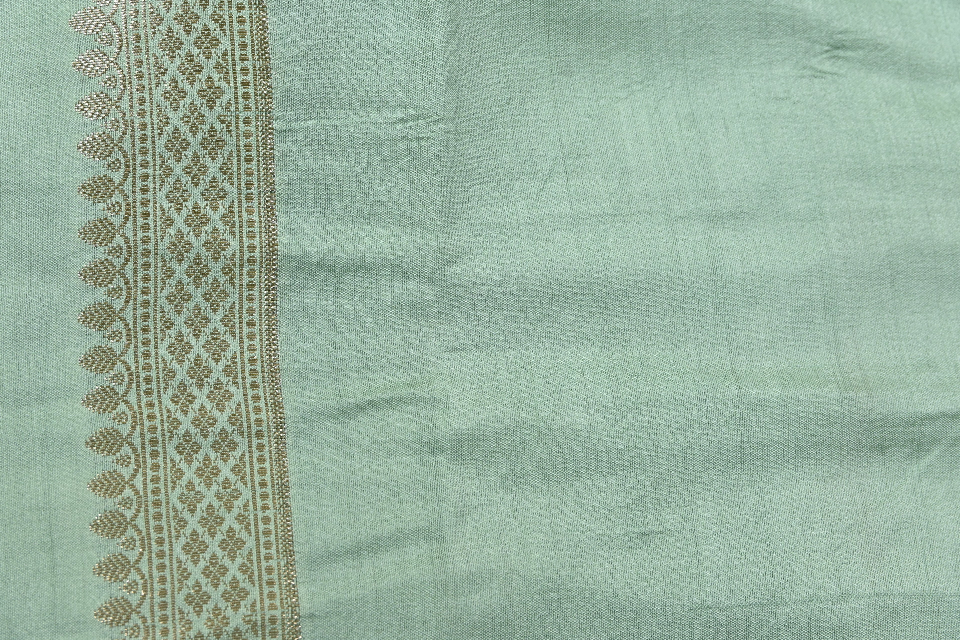 Light Green Pure Banarasi Moonga Silk Saree