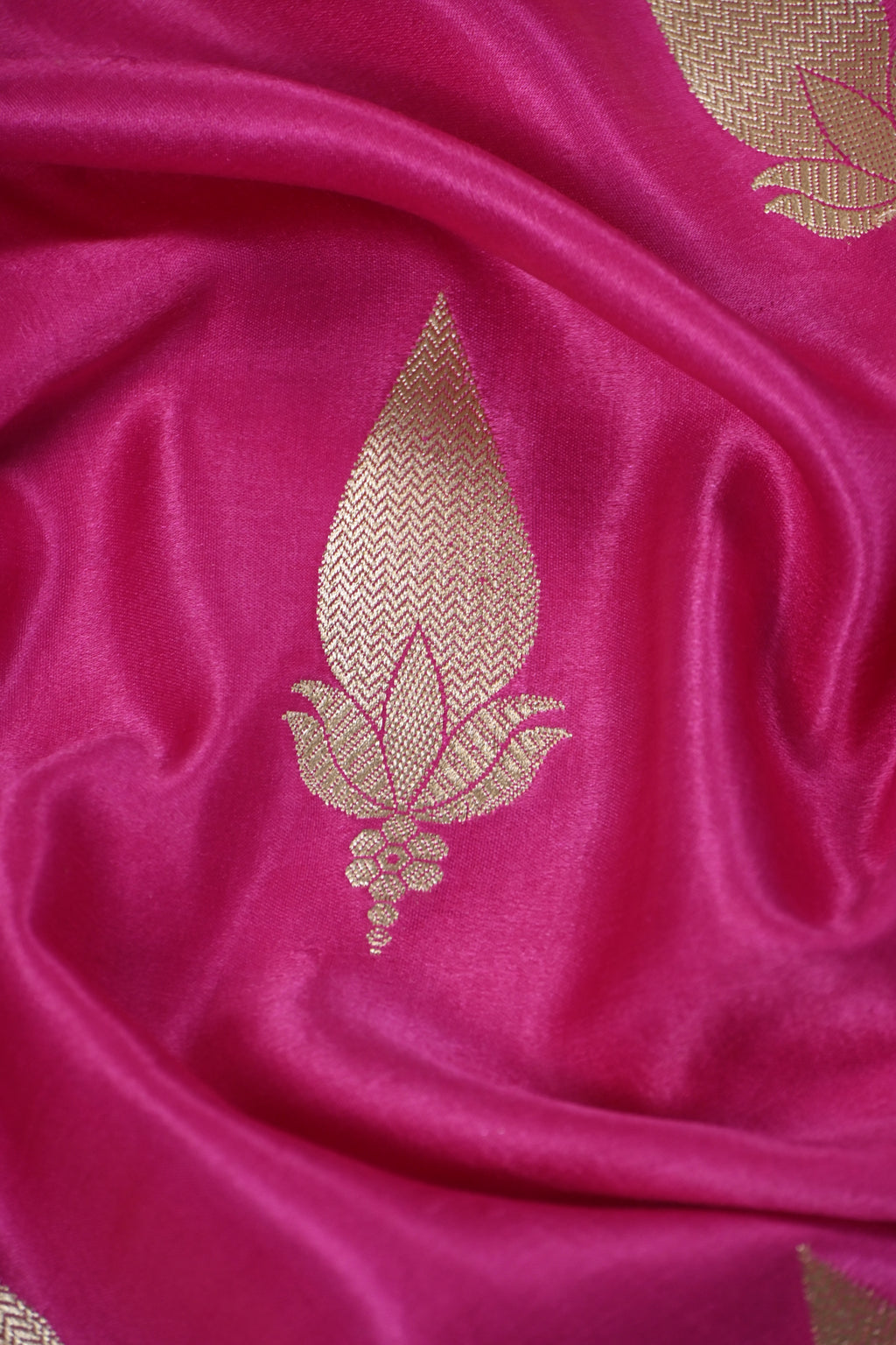 Hot Pink Pure Banarasi Satin Mashru Silk Saree