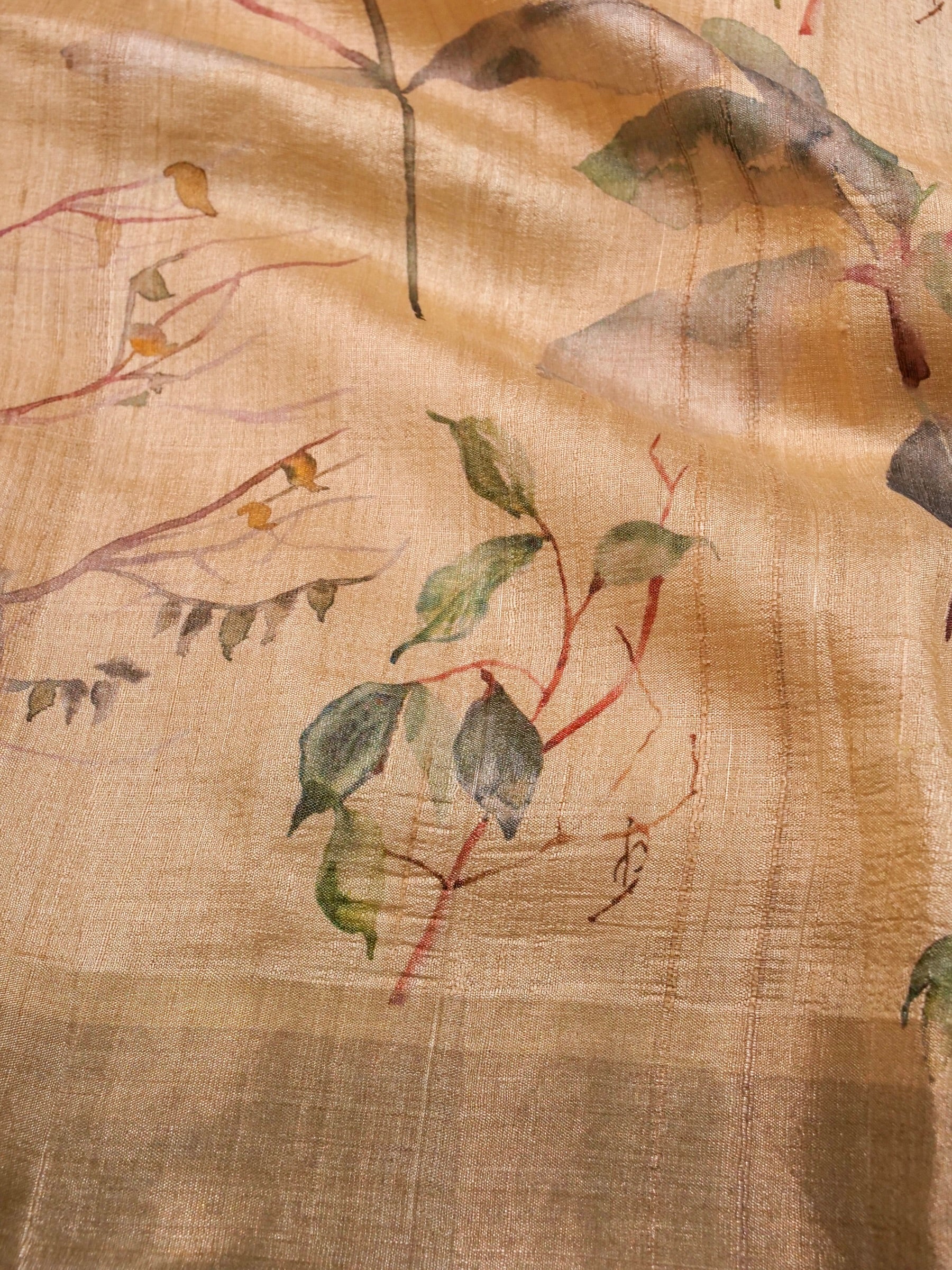 Handwoven Cream Banarasi Tussar Silk Saree