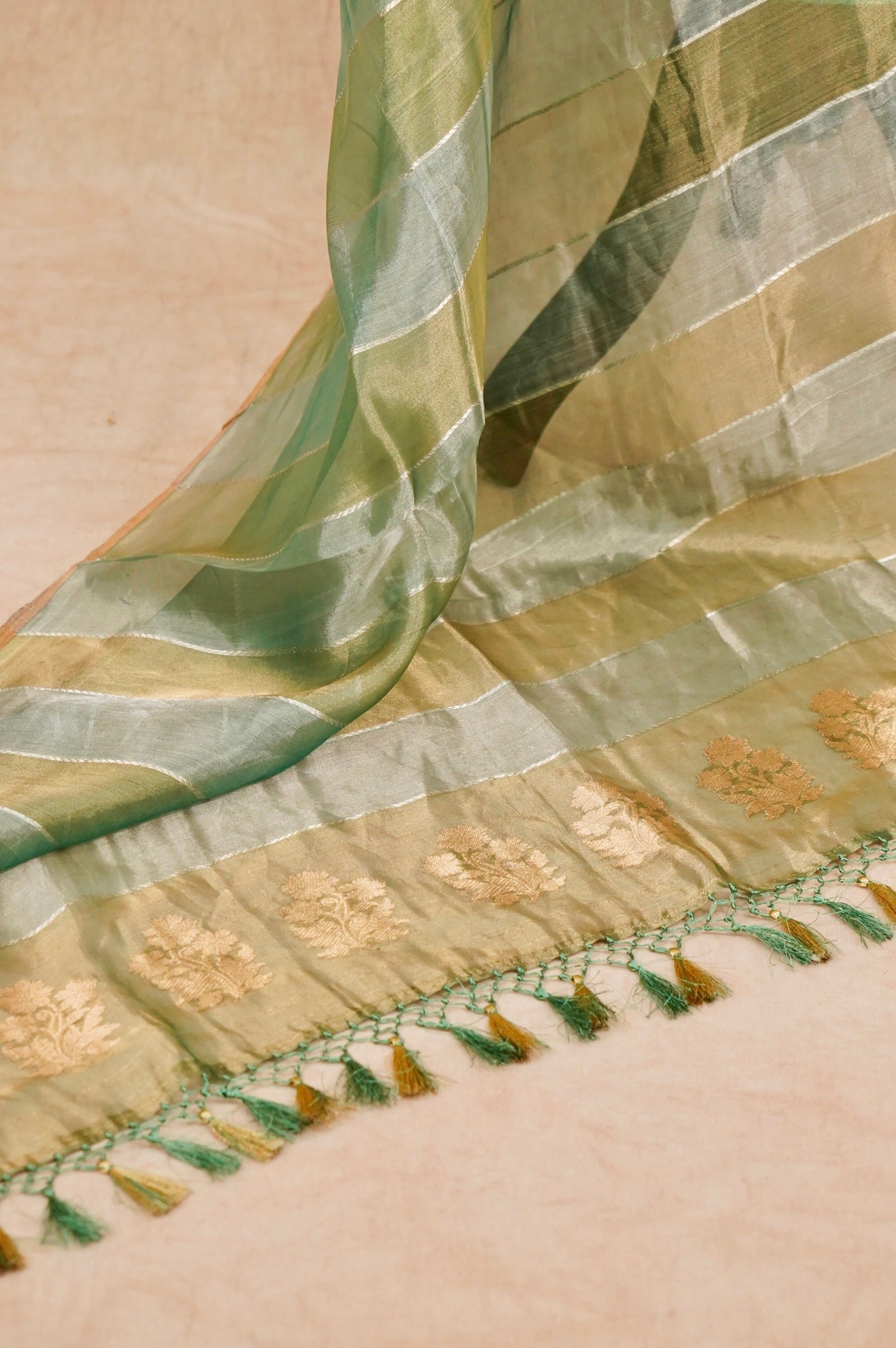Handwoven Pista Green Banarasi Chiniya Silk Suit