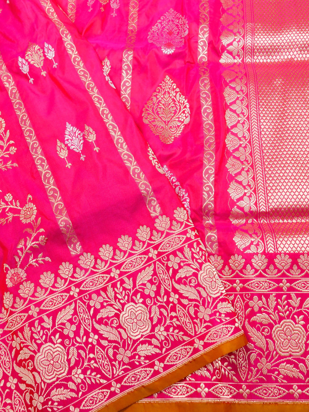 Handwoven Pink Banarasi Katan Silk Saree