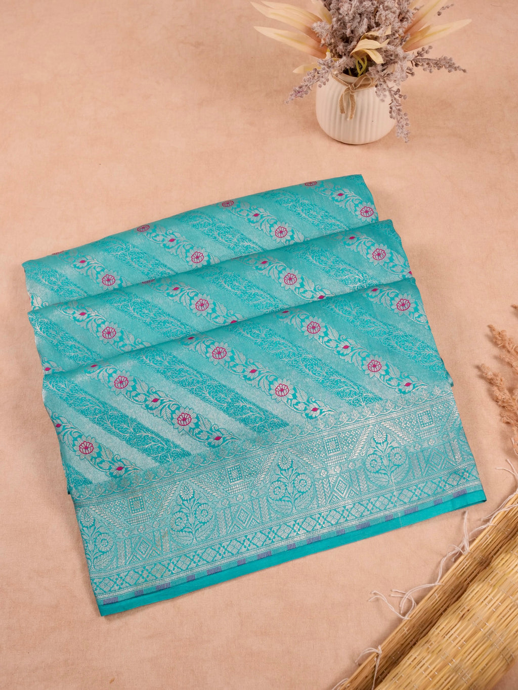 Handwoven Blue Banarasi Katan Soft Tissue Silk Saree