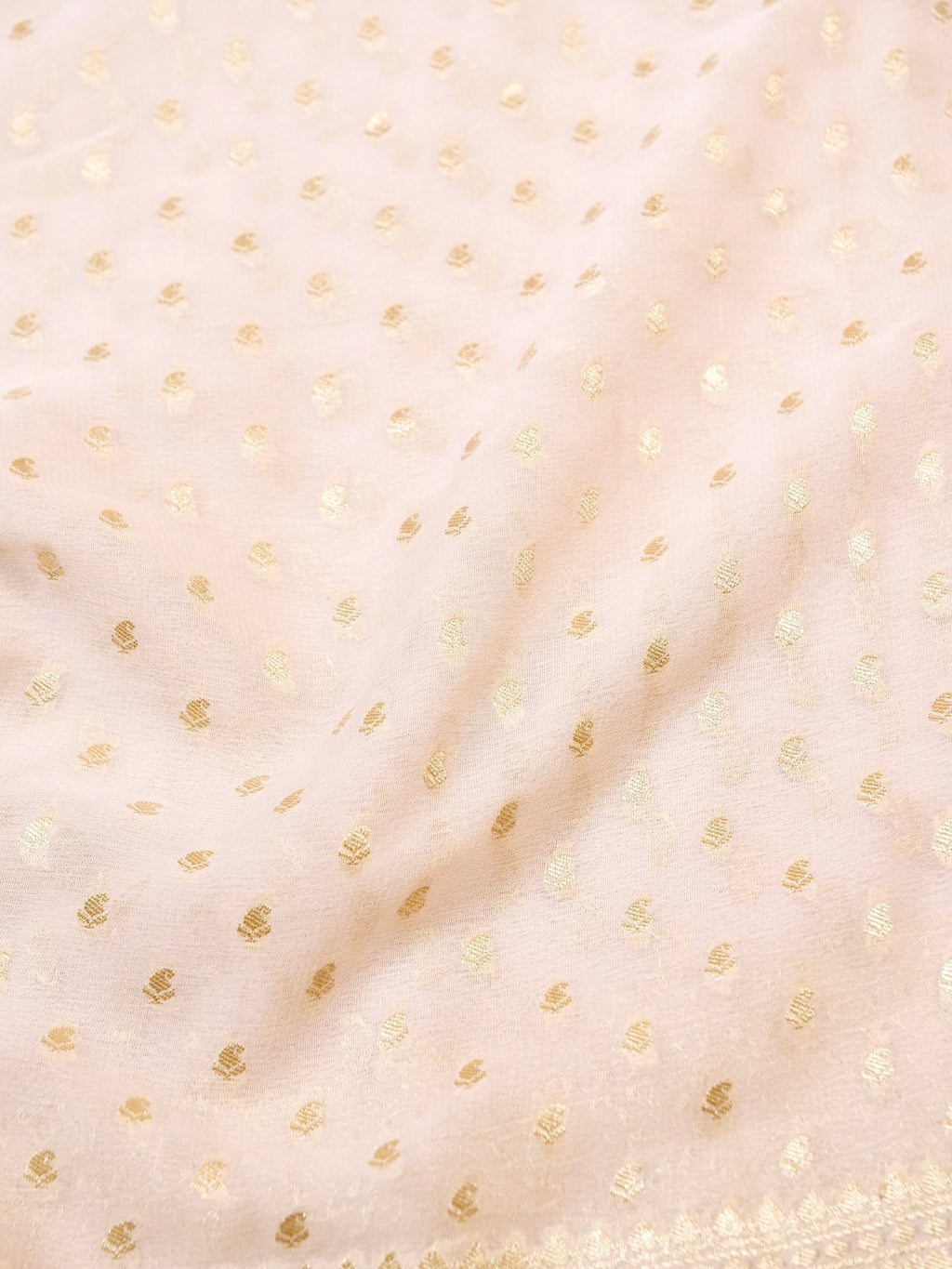 Handwoven Ivory Banarasi Khaddi Silk Saree