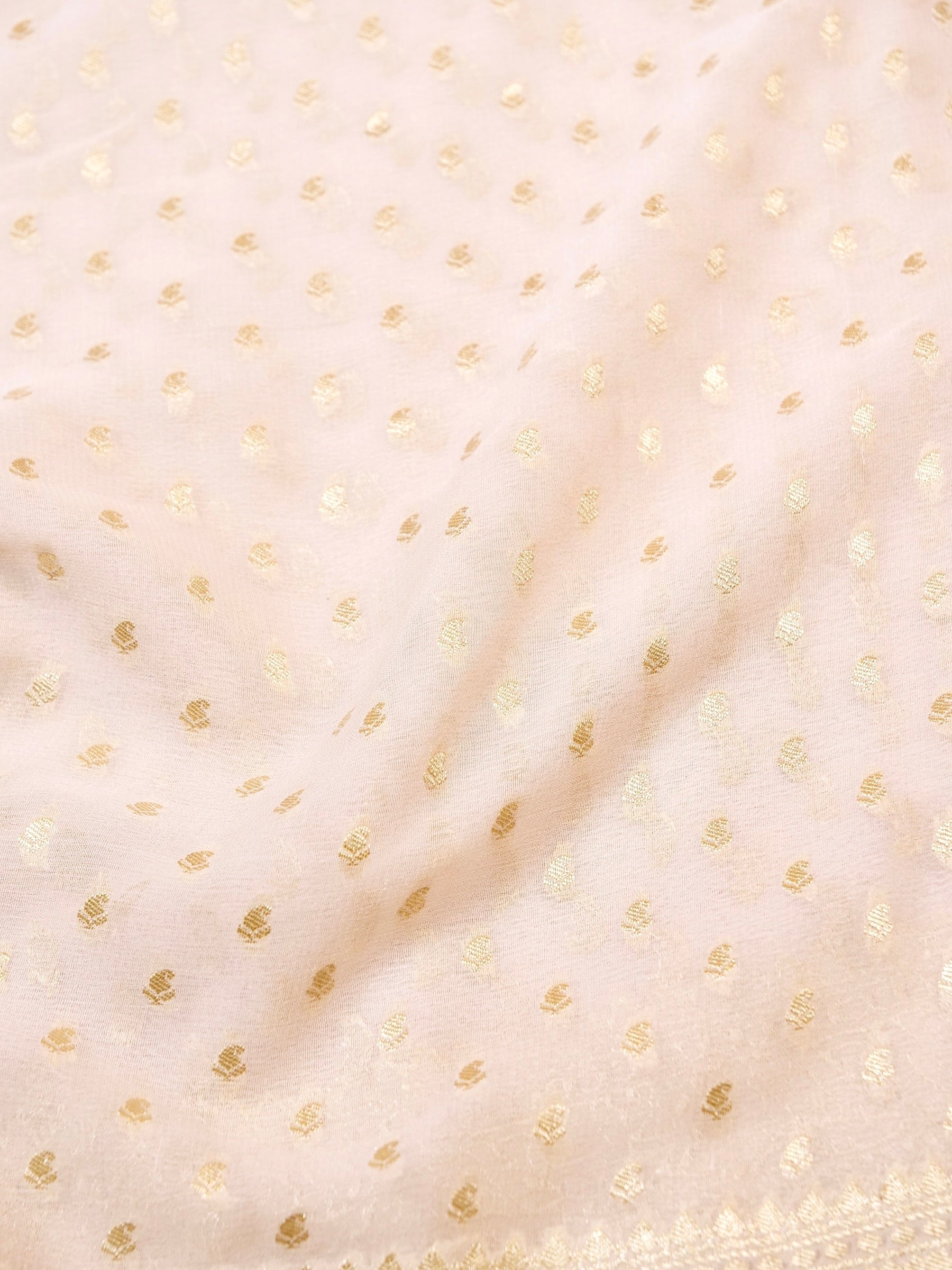 Handwoven Ivory Banarasi Khaddi Silk Saree