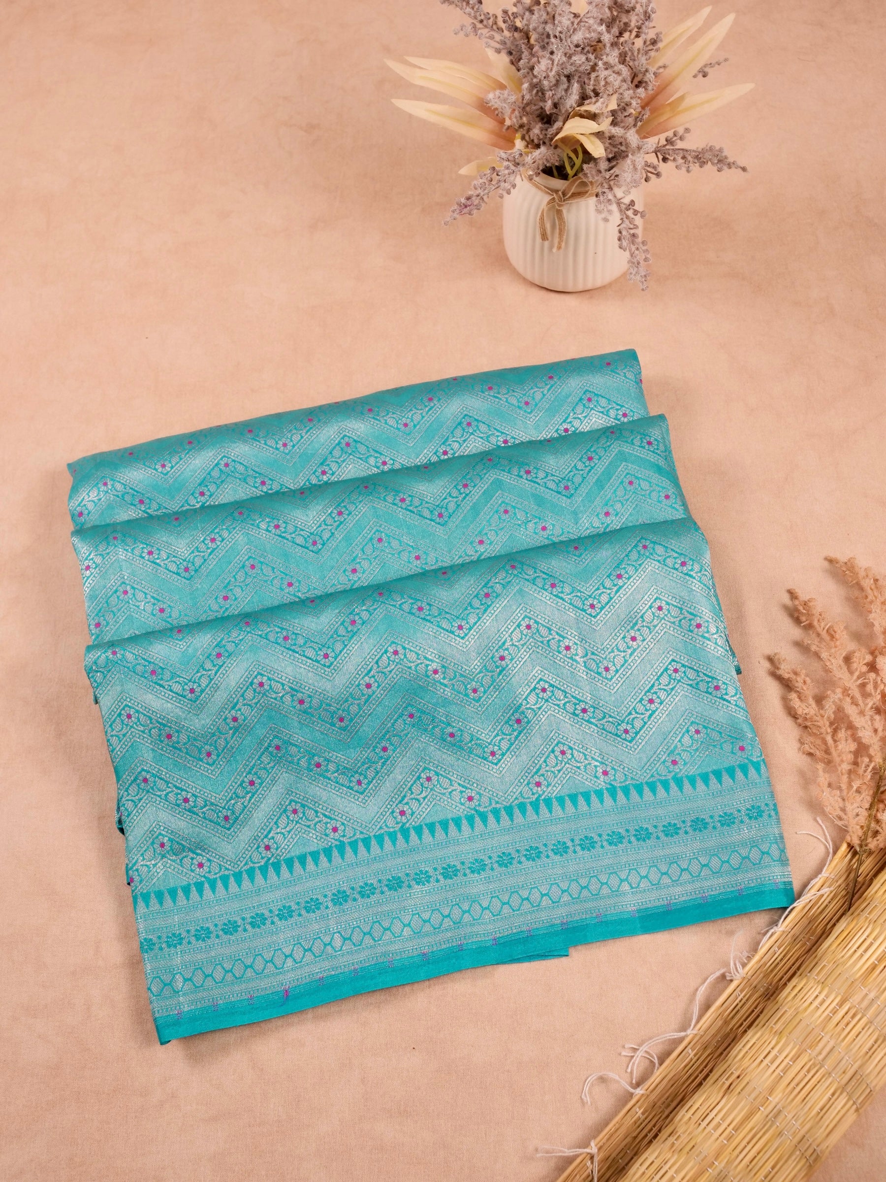 Handwoven Blue Banarasi Katan Soft Tissue Silk Saree