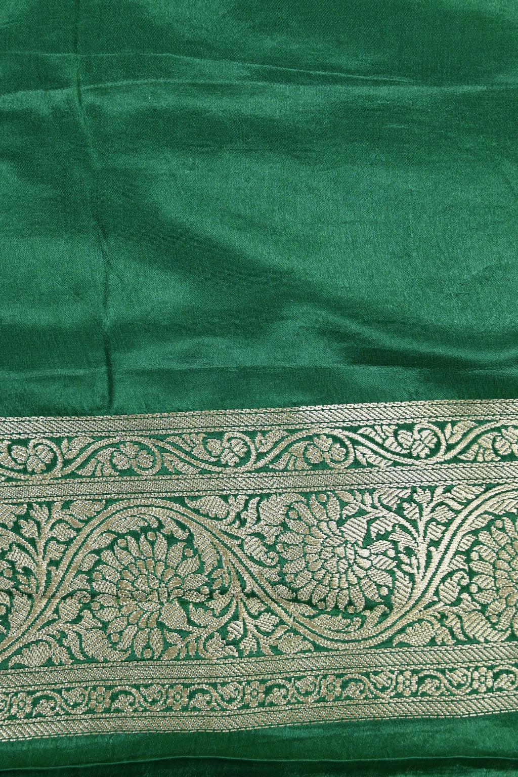 Bottle Green Pure Banarasi Satin Mashru Silk Saree