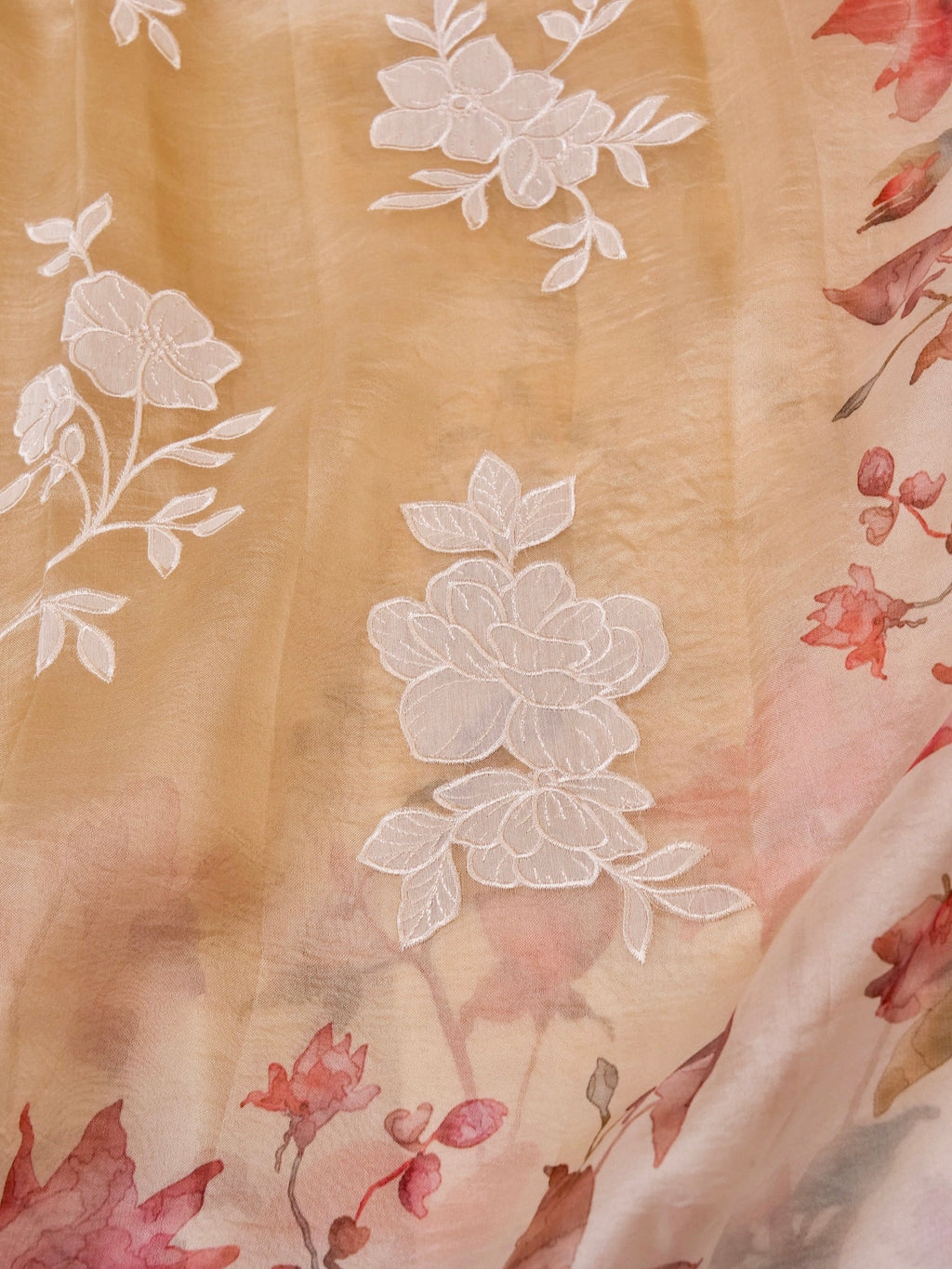 Handwoven Cream Banarasi Organza Silk Saree