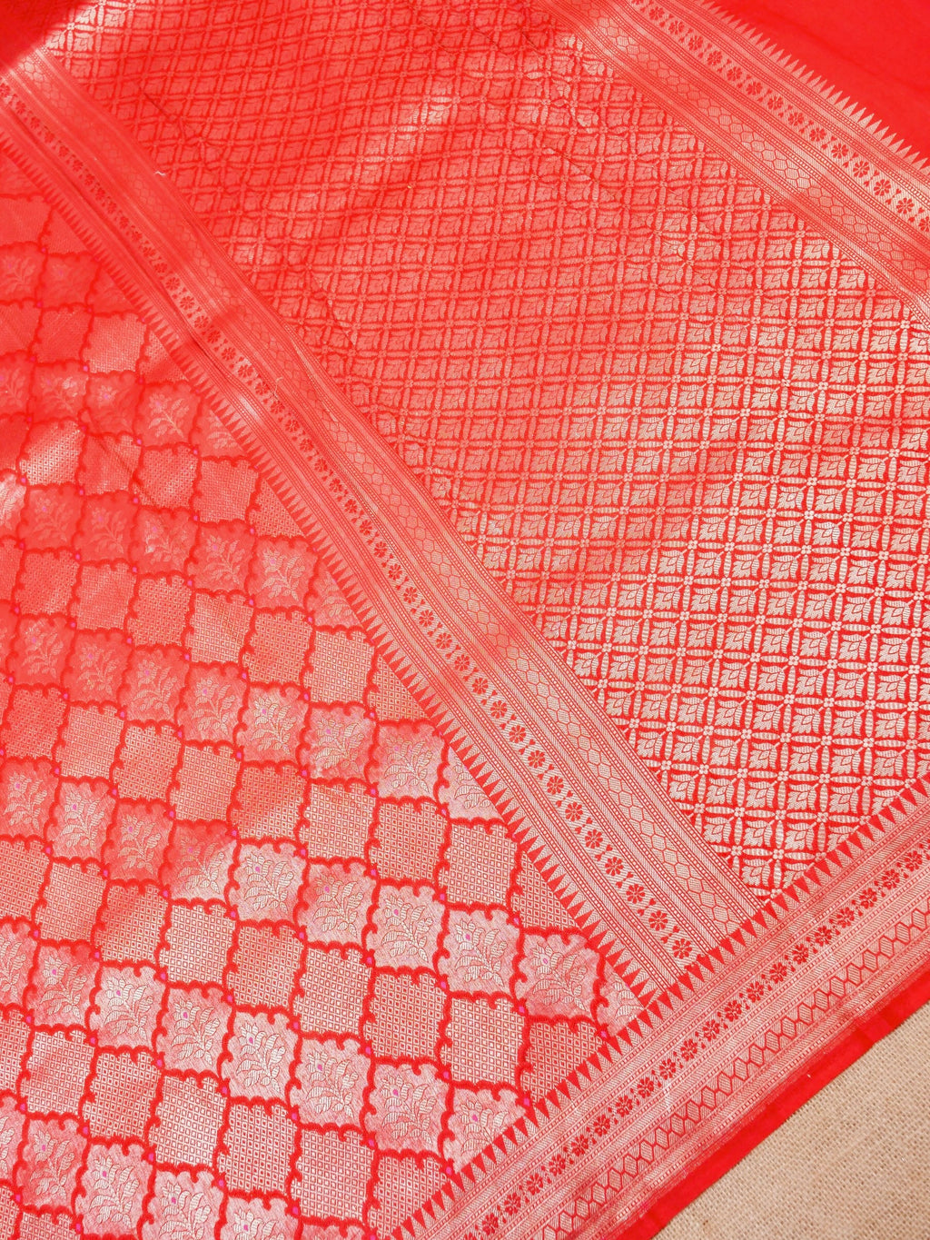 Handwoven Red Banarasi Katan Silk Saree