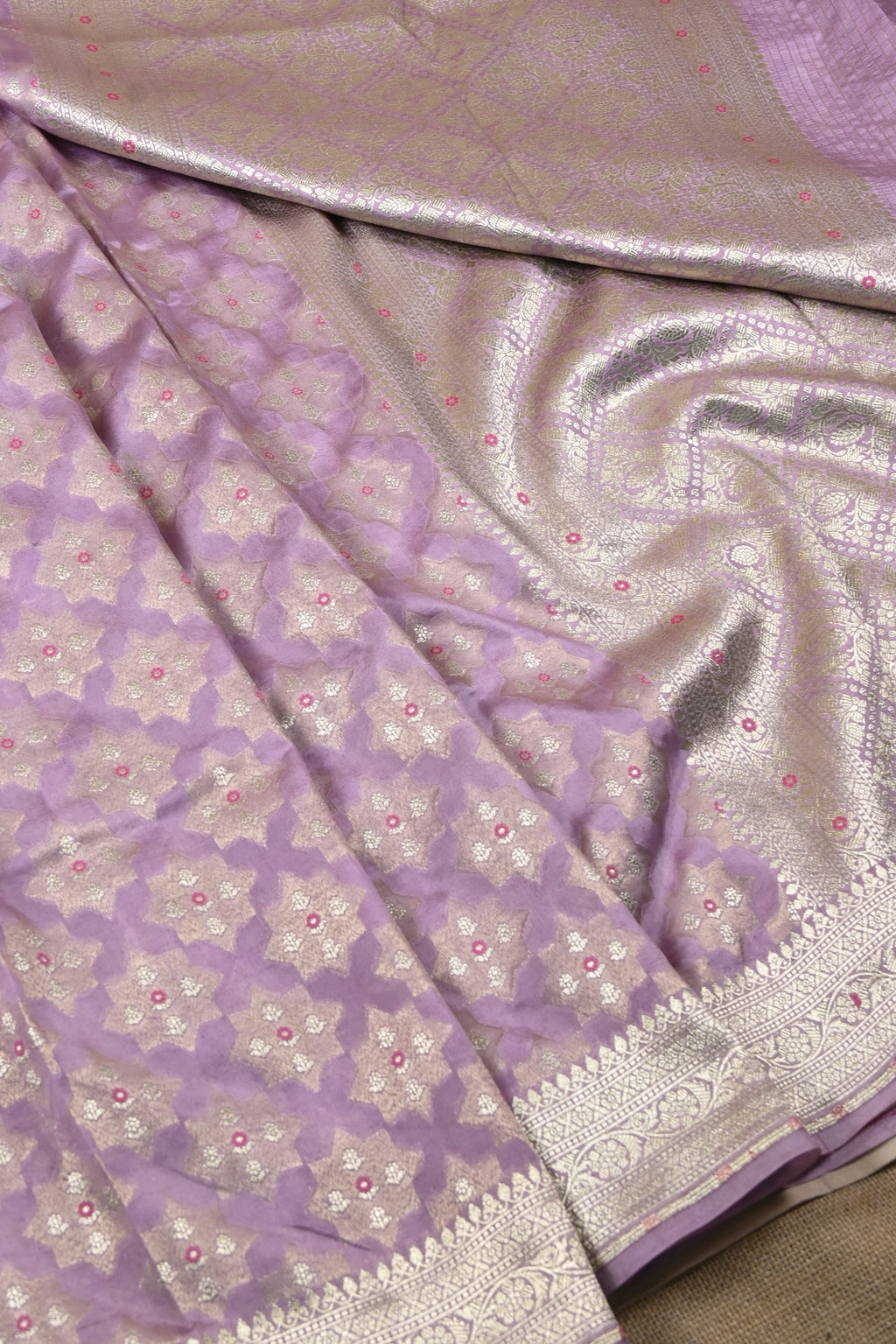 Lilac Pure Banarasi Katan Silk Saree
