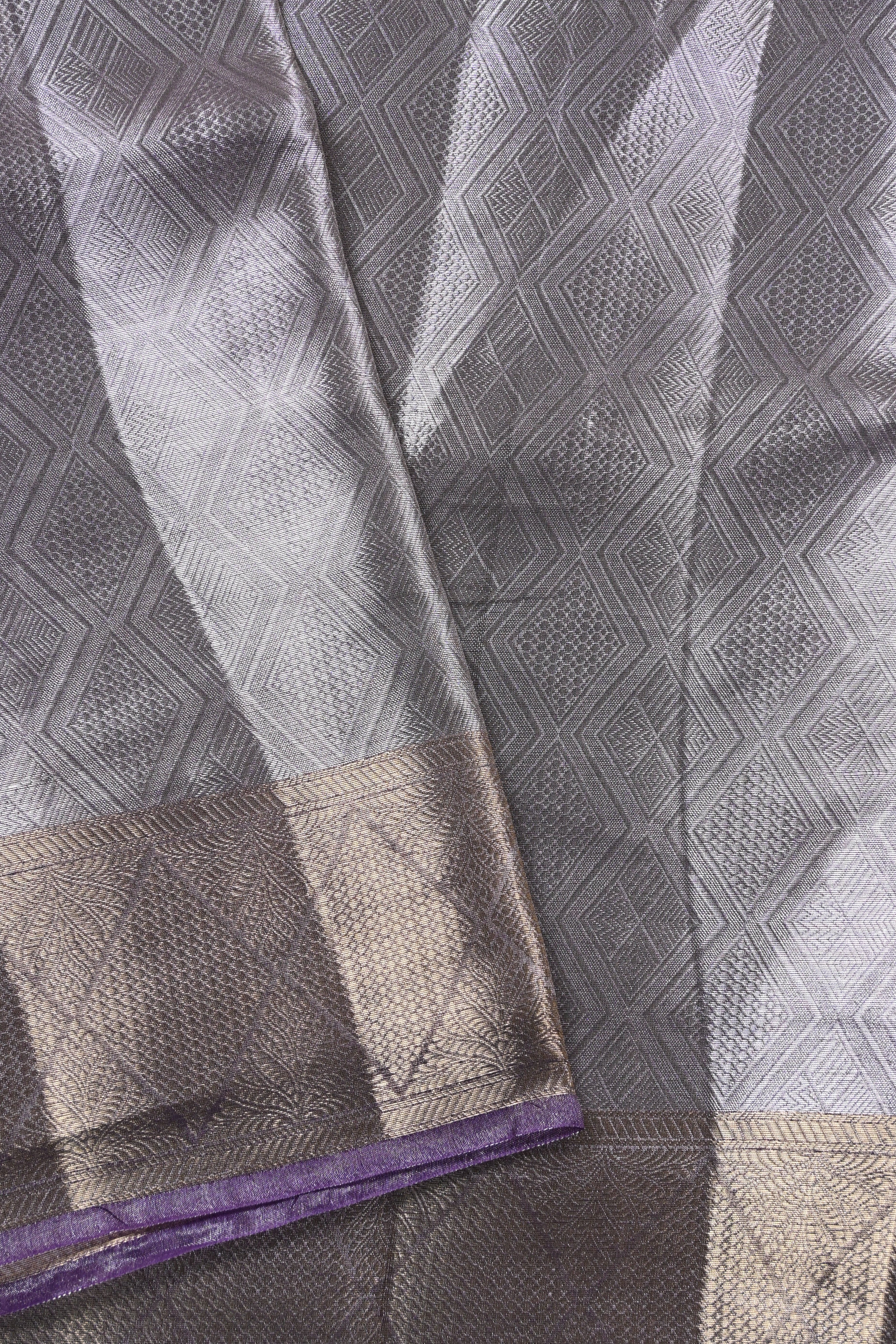 Baby Purple Pure Banarasi Molten Tissue Silk Saree